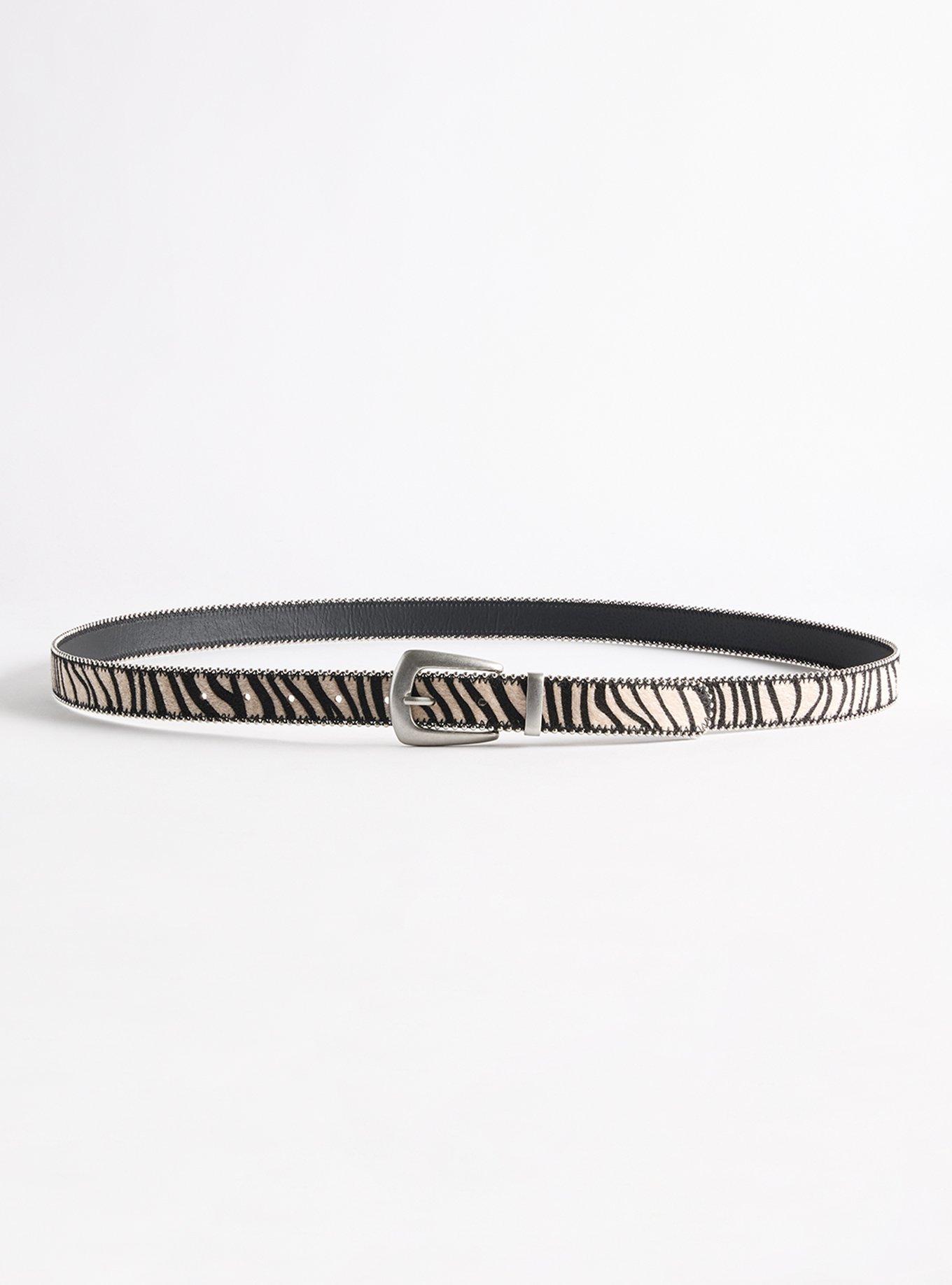 Zebra Print Denim Belt, MULTI, alternate