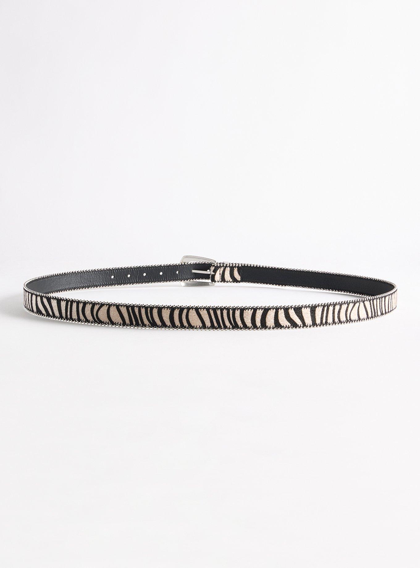 Zebra Print Denim Belt, MULTI, alternate