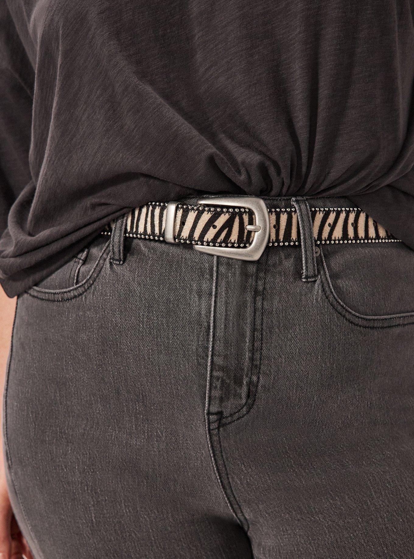Zebra Print Denim Belt, MULTI, alternate