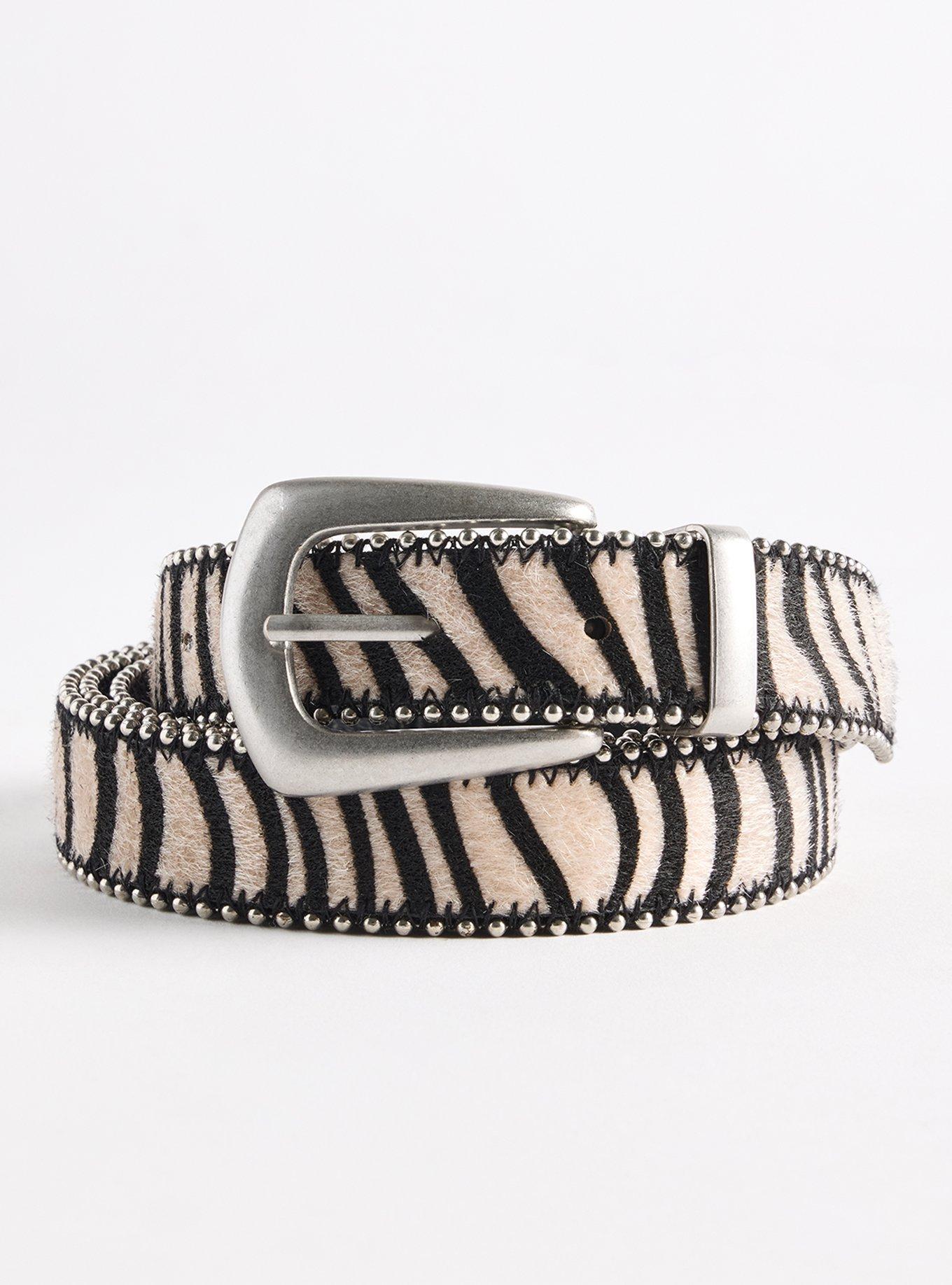 Zebra Print Denim Belt, MULTI, hi-res
