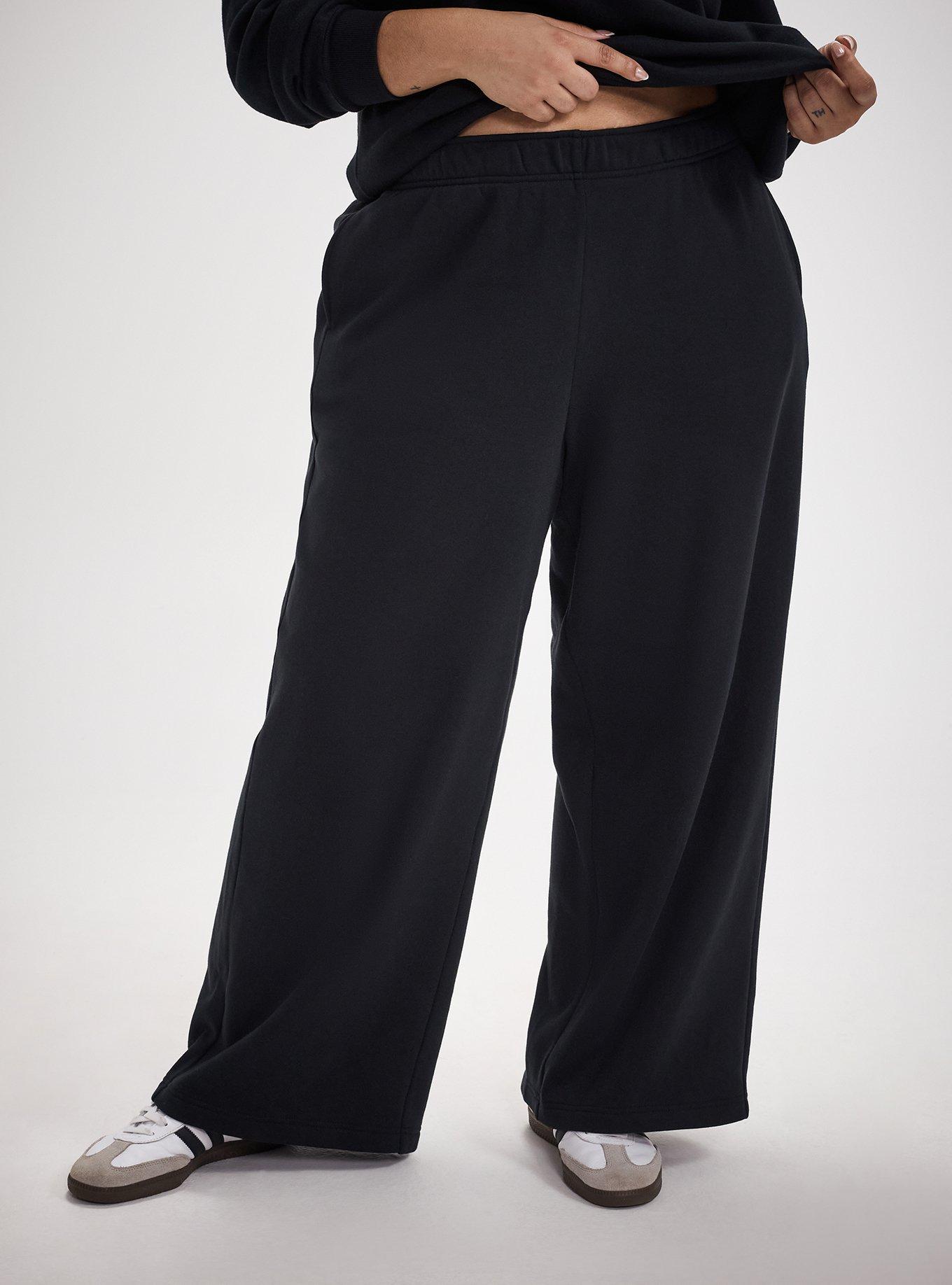 TRU Wide-Leg Cozy Fleece Sweatpant, DEEP BLACK, alternate