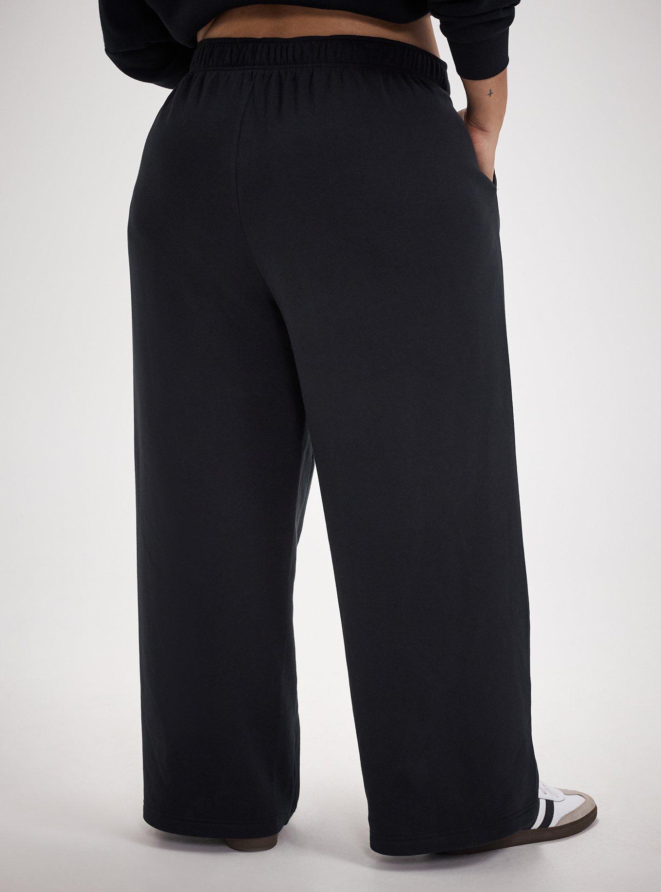 TRU Wide-Leg Cozy Fleece Sweatpant, DEEP BLACK, alternate