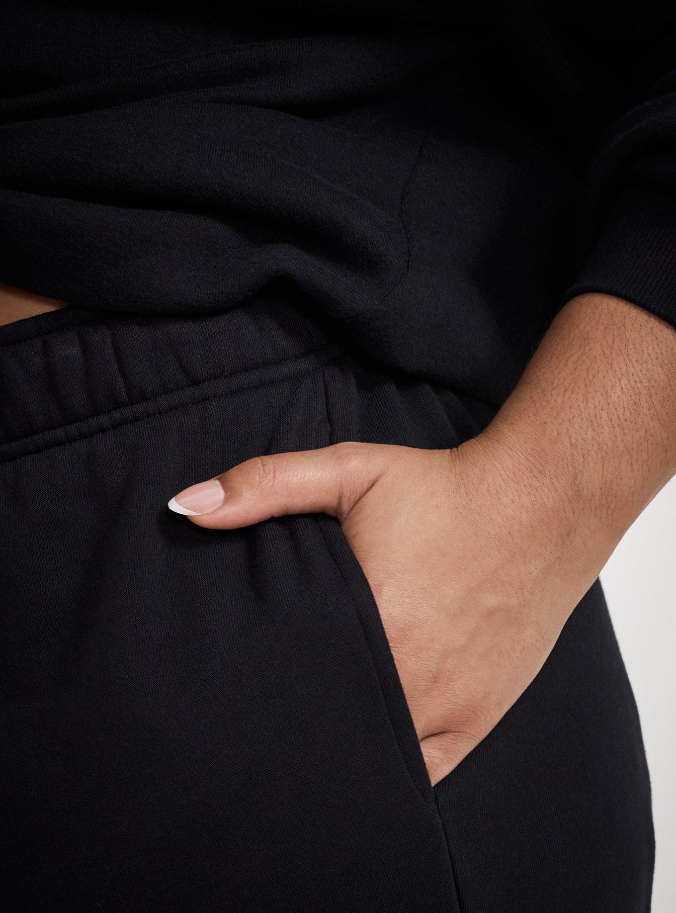 TRU Wide-Leg Cozy Fleece Sweatpant, DEEP BLACK, alternate