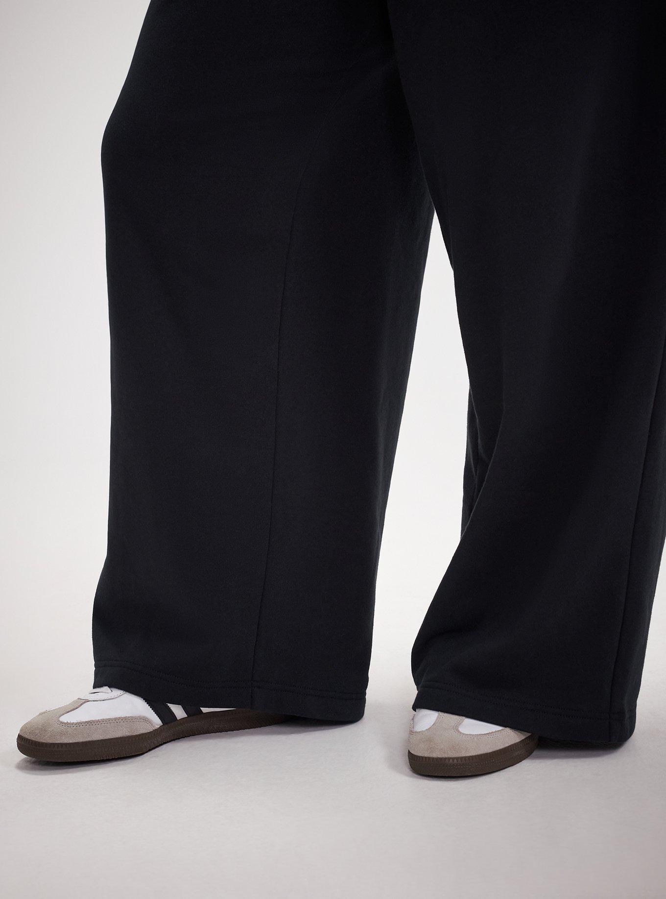 TRU Wide-Leg Cozy Fleece Sweatpant, DEEP BLACK, alternate