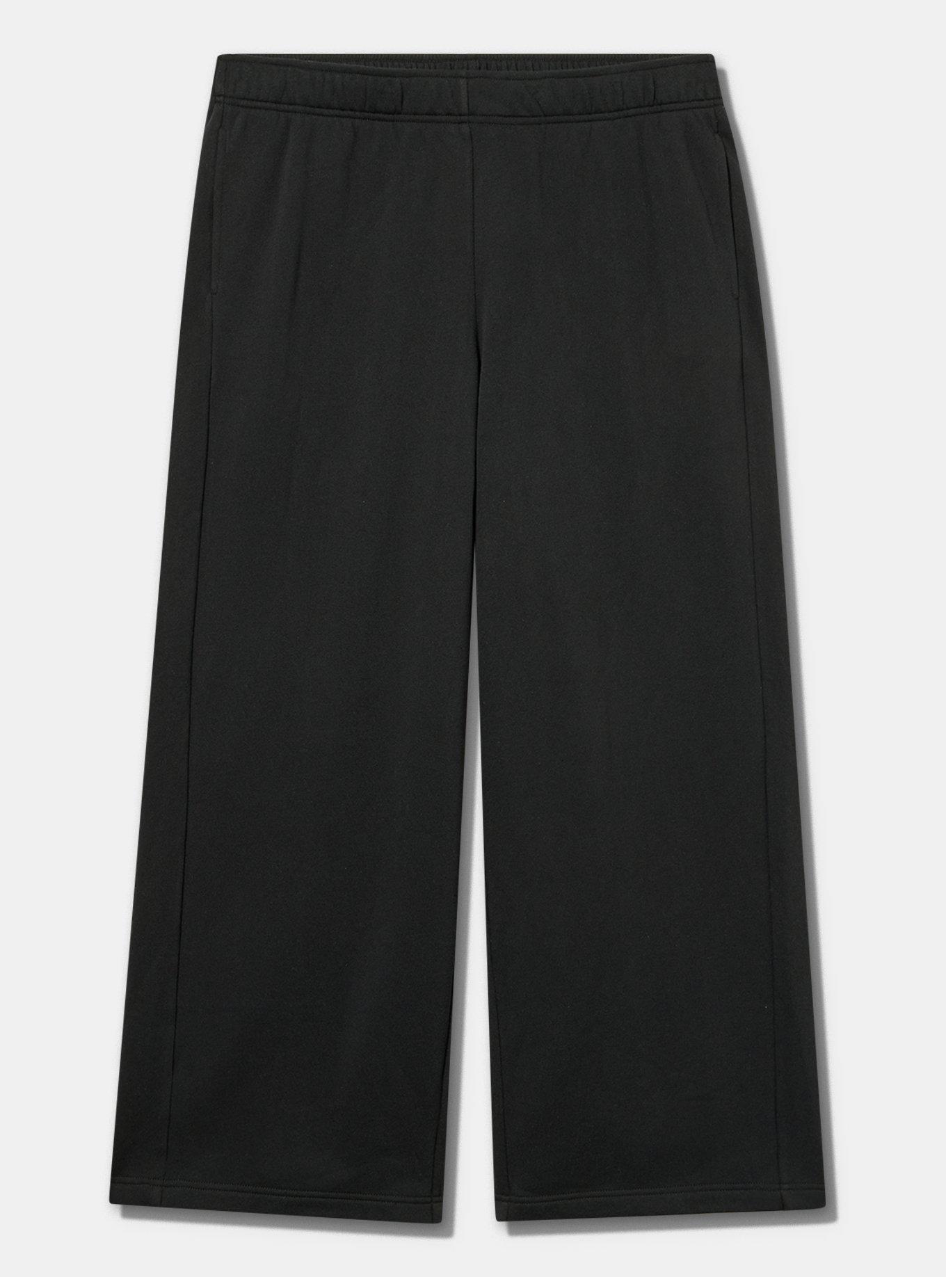 TRU Wide-Leg Cozy Fleece Sweatpant, DEEP BLACK, flat