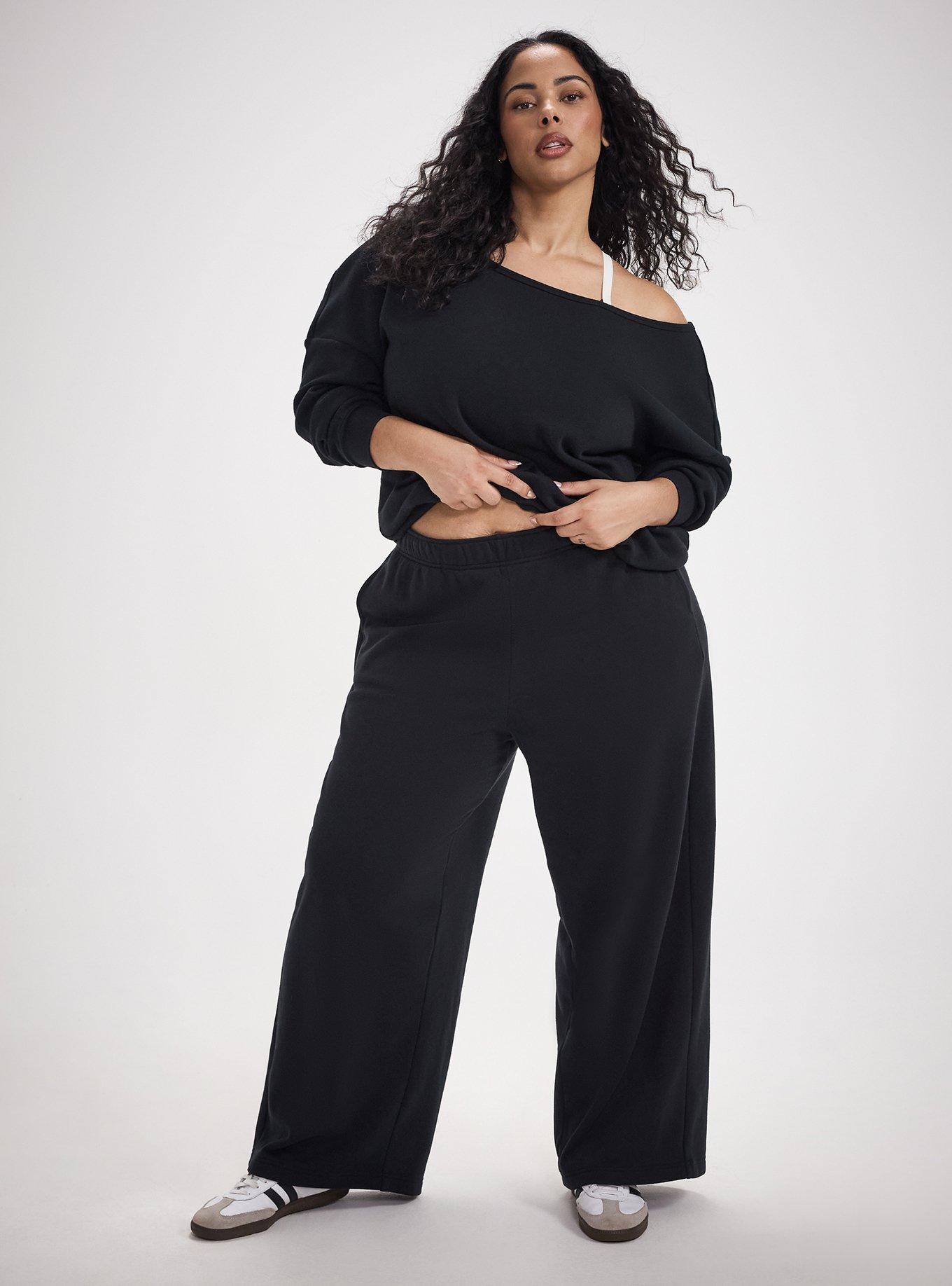 TRU Wide-Leg Cozy Fleece Sweatpant, DEEP BLACK, hi-res