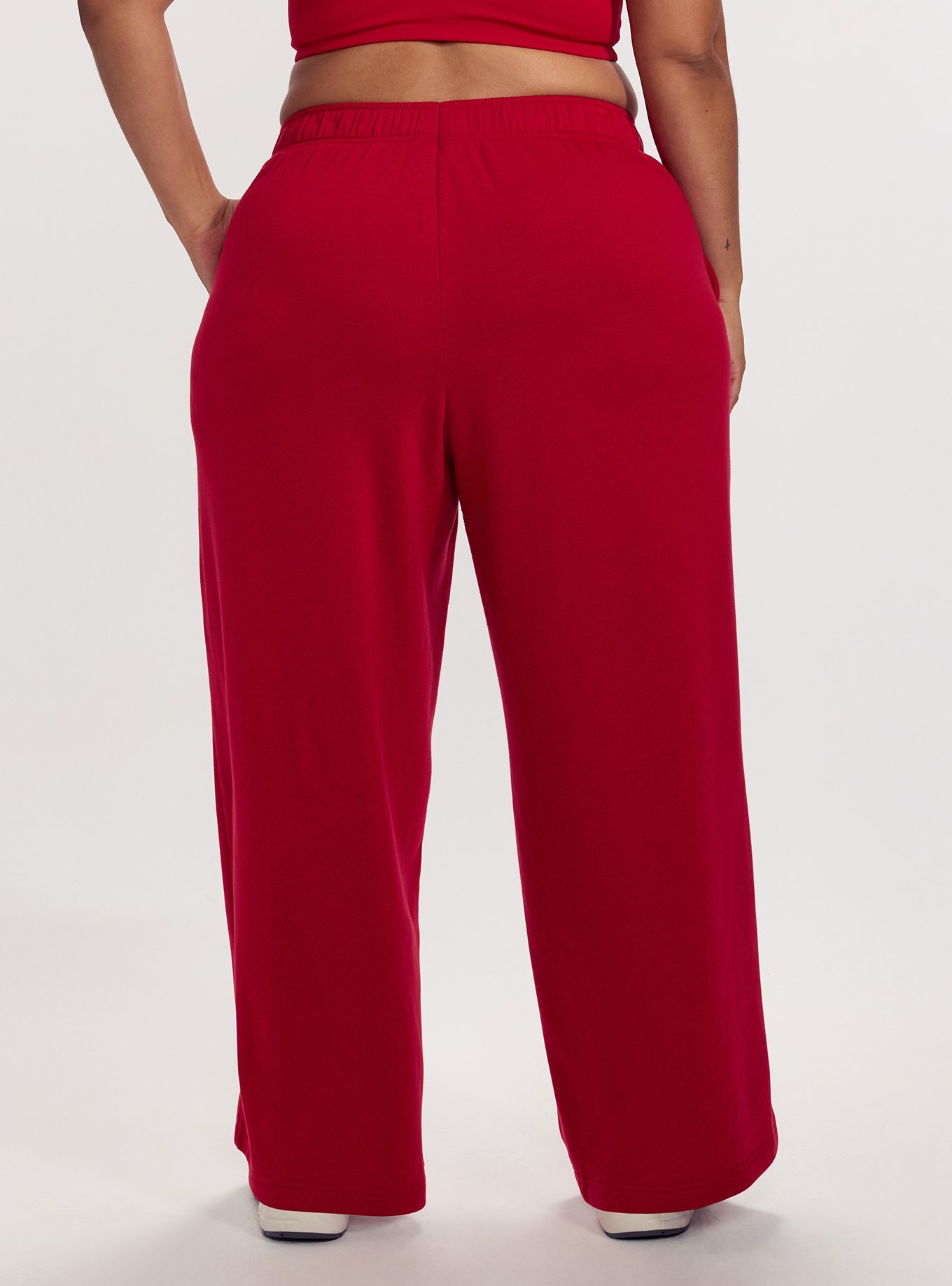Plus Size TRU Super Soft Fleece Active Wide-Leg Sweatpants, JESTER RED, alternate