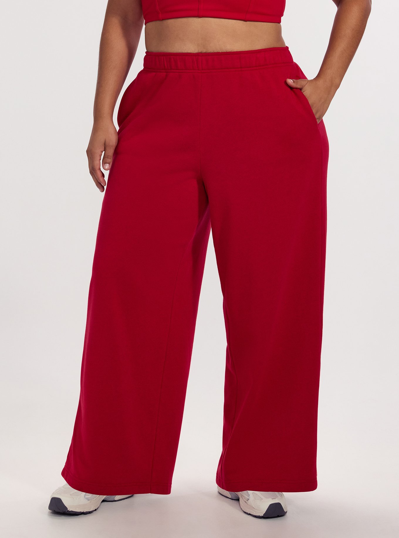 Plus Size TRU Super Soft Fleece Active Wide-Leg Sweatpants, JESTER RED, alternate