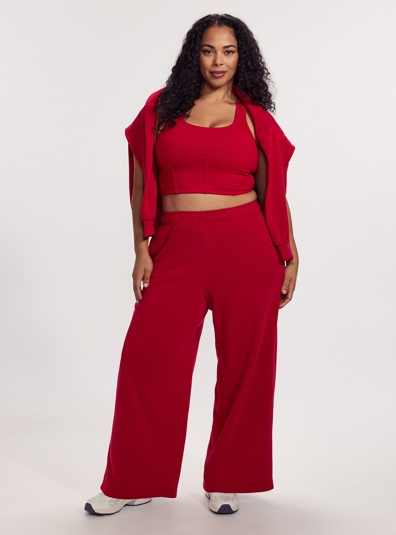 Plus Size TRU Super Soft Fleece Active Wide-Leg Sweatpants, JESTER RED, alternate