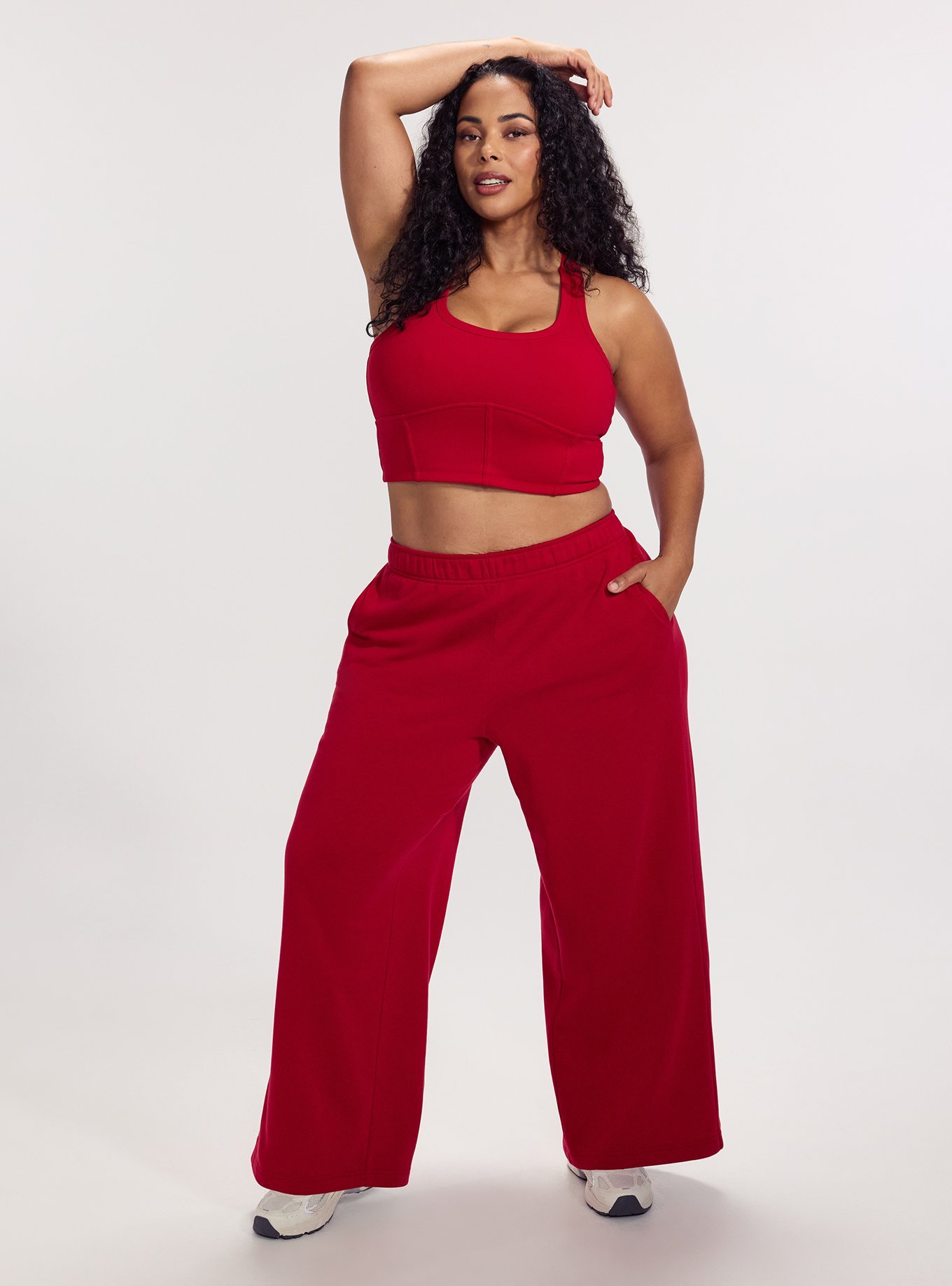 Plus Size TRU Super Soft Fleece Active Wide-Leg Sweatpants, JESTER RED, hi-res