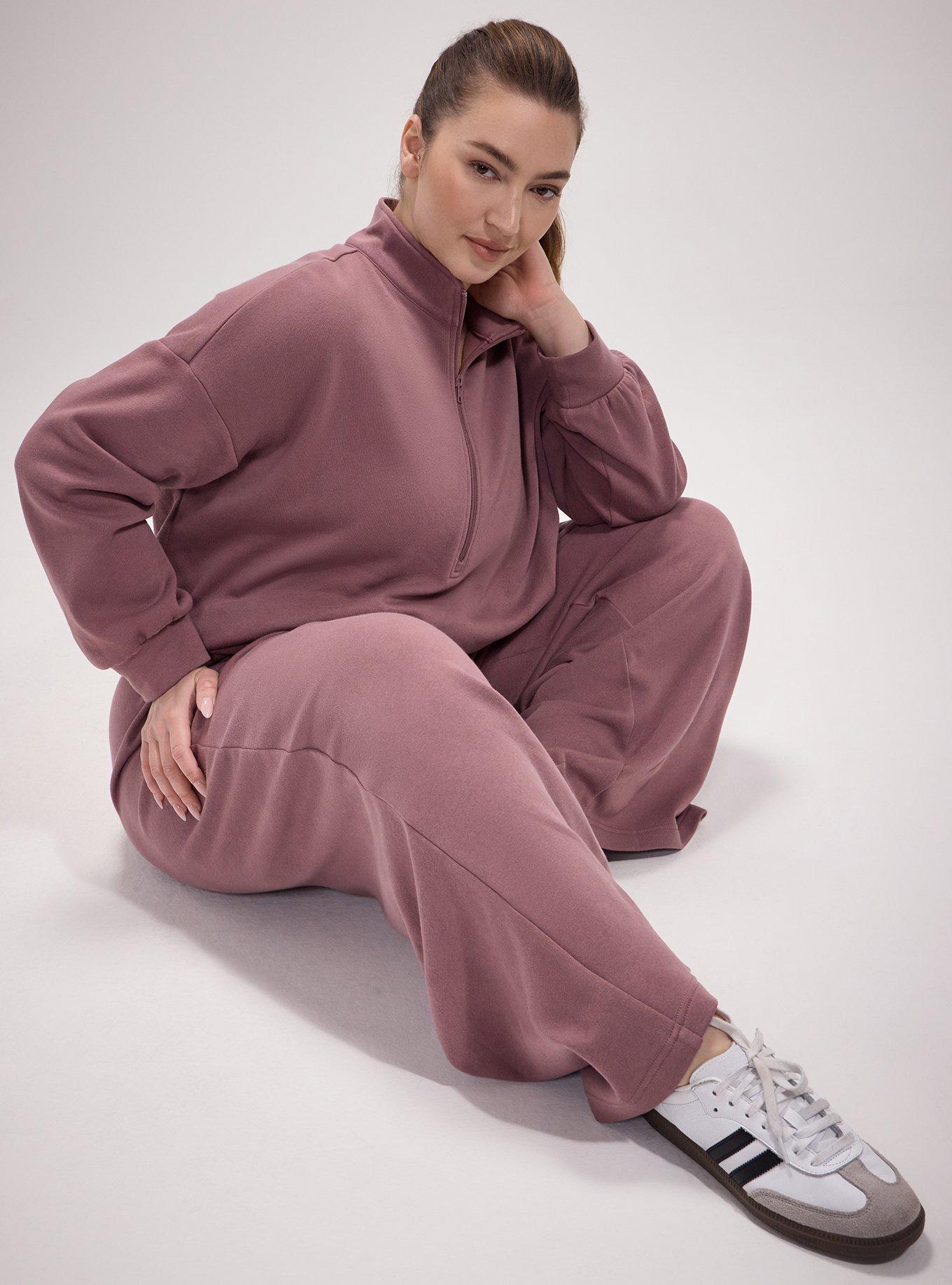 TRU Wide-Leg Cozy Fleece Sweatpant, ROSE TAUPE, alternate