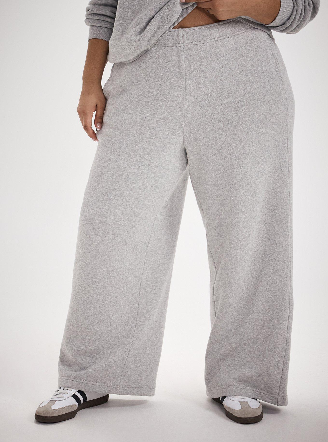 TRU Wide-Leg Cozy Fleece Sweatpant, LIGHTEST HEATHER GREY, alternate