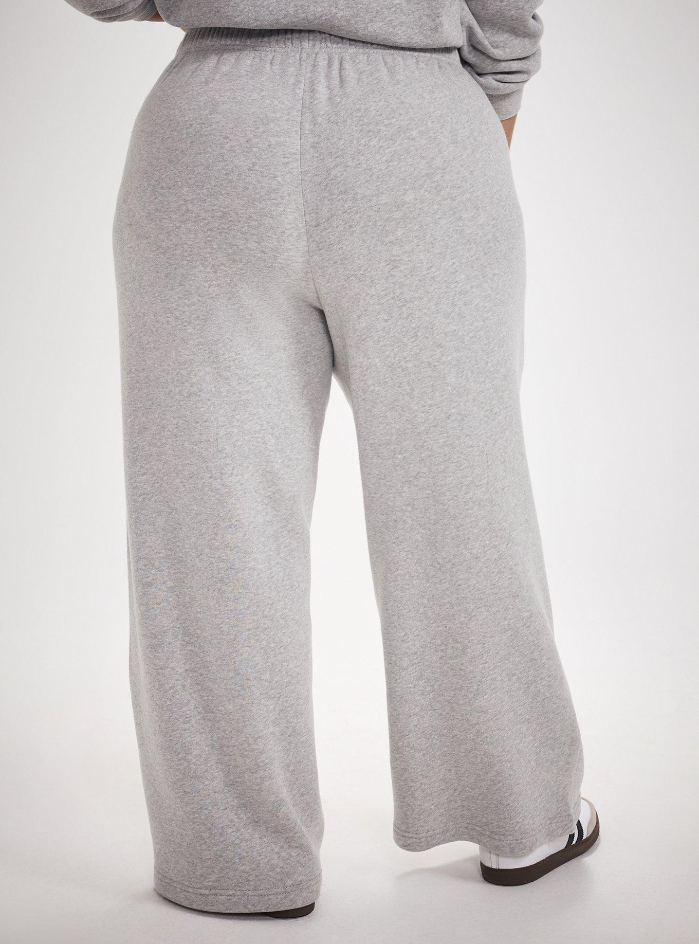 TRU Wide-Leg Cozy Fleece Sweatpant, LIGHTEST HEATHER GREY, alternate