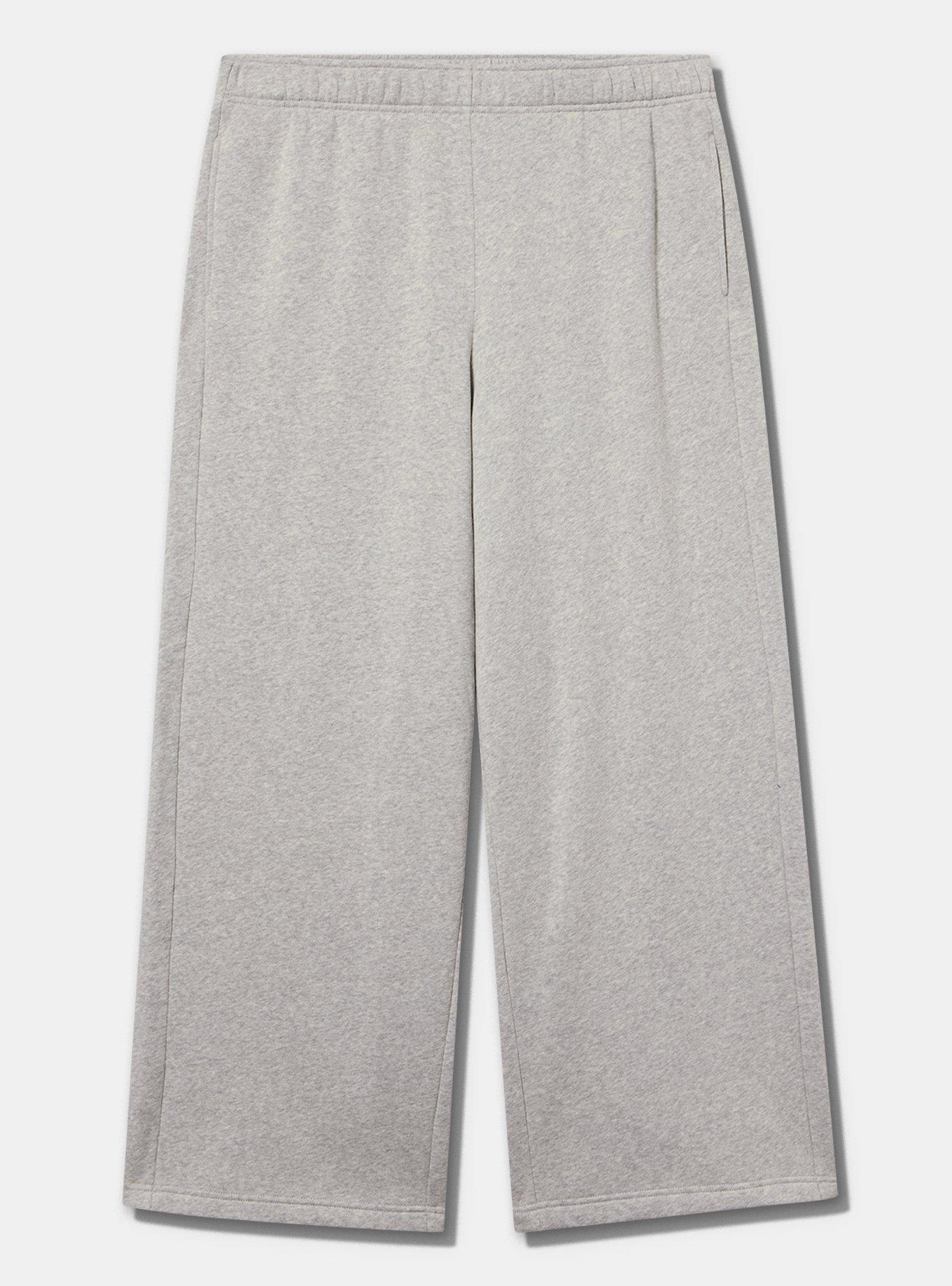 TRU Wide-Leg Cozy Fleece Sweatpant, LIGHTEST HEATHER GREY, flat