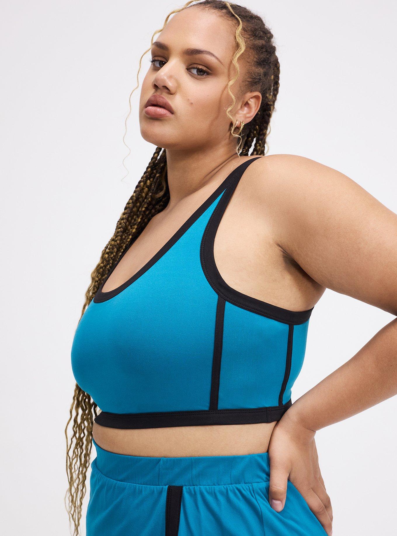 TRU Super Soft Performance Jersey Active Bra with Piping, OCEAN DEPTHS, alternate