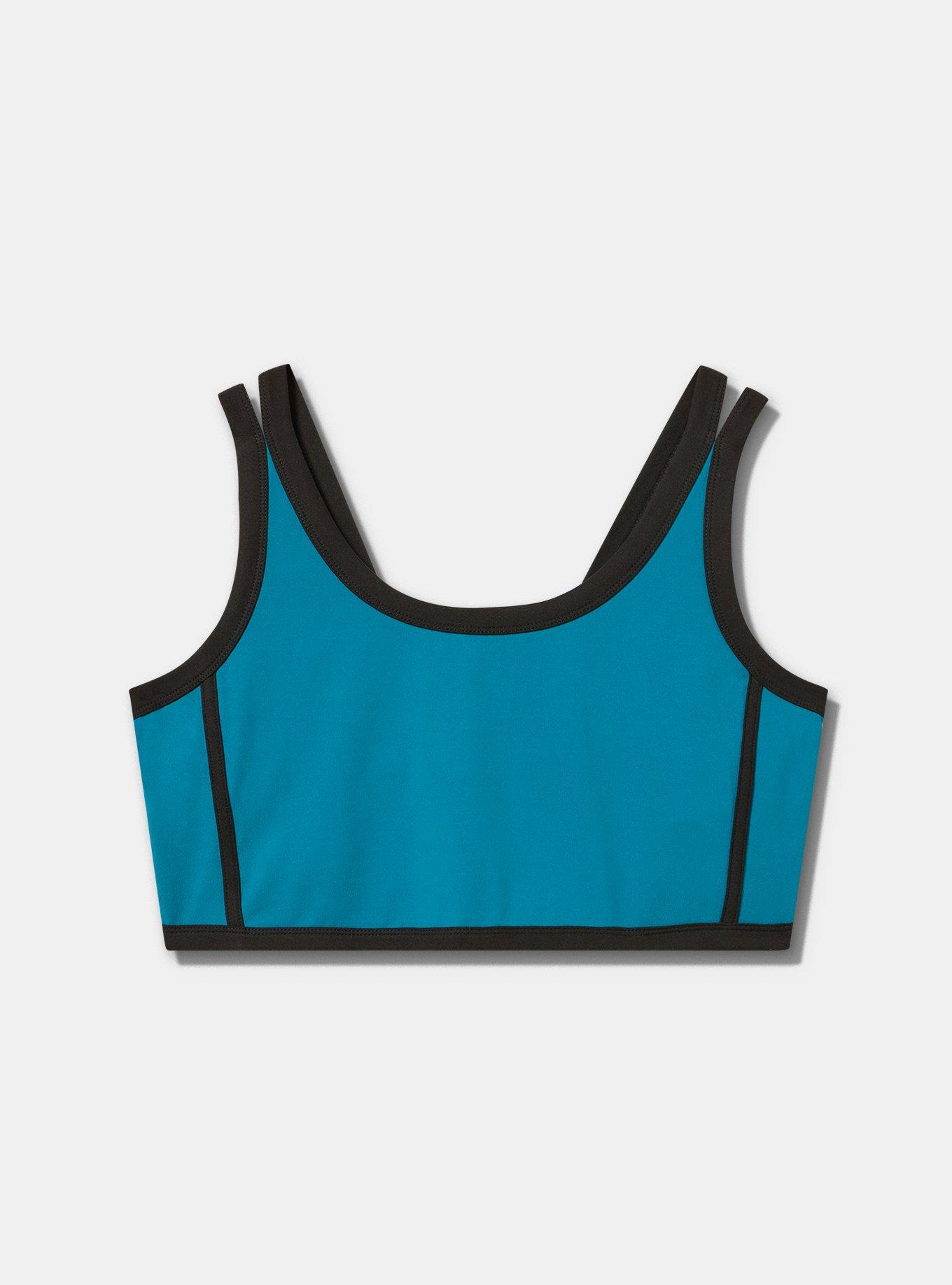 TRU Super Soft Performance Jersey Active Bra with Piping, OCEAN DEPTHS, flat