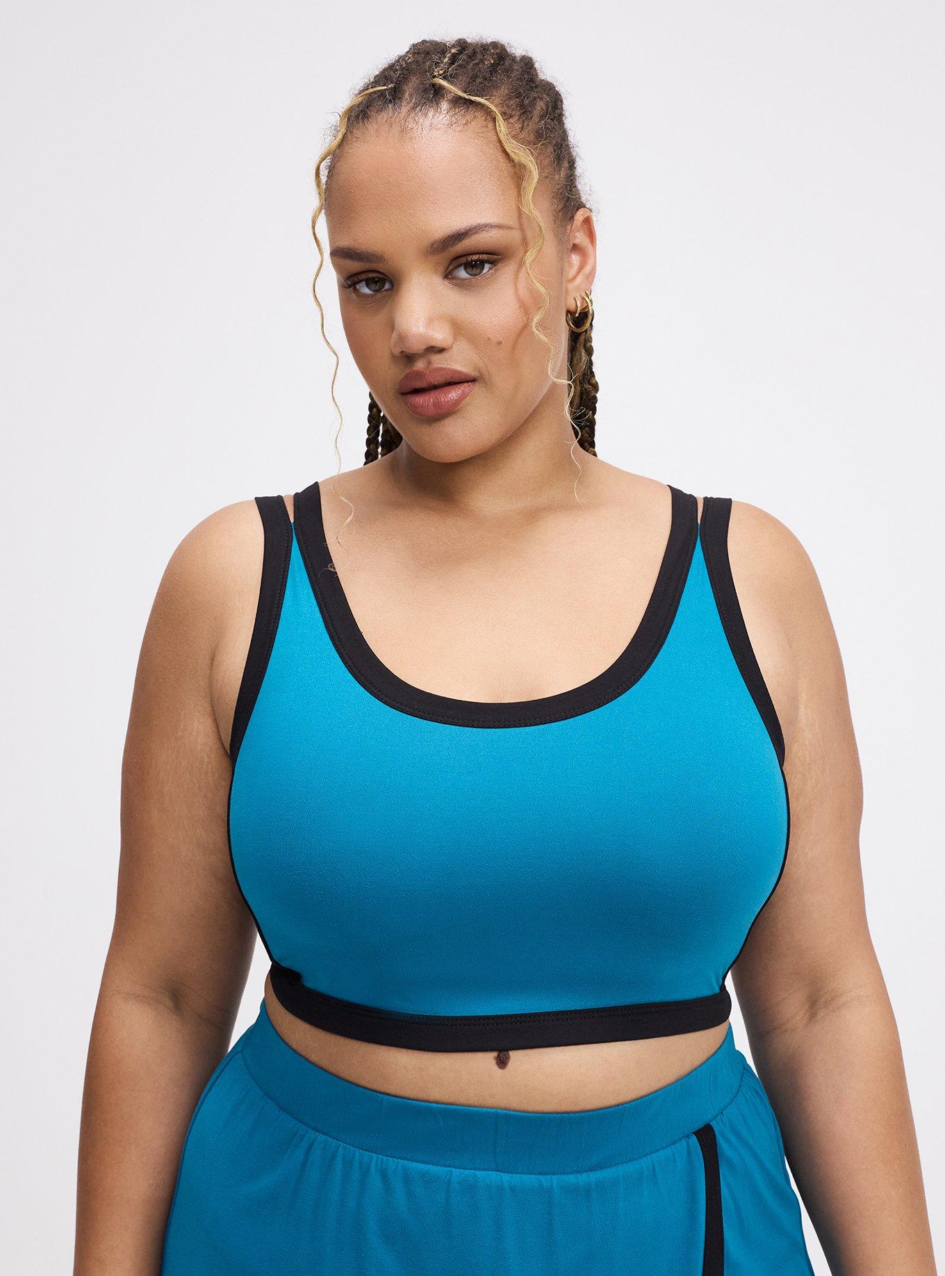 TRU Super Soft Performance Jersey Active Bra with Piping, OCEAN DEPTHS, hi-res