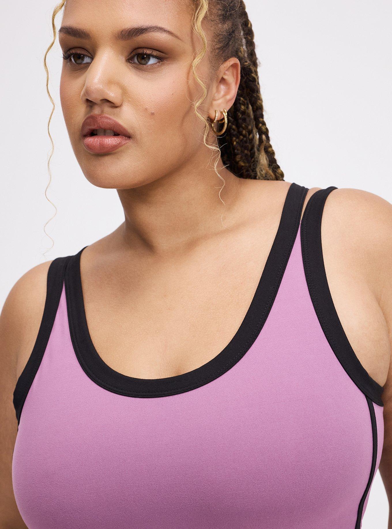 TRU Super Soft Performance Jersey Active Bra with Piping, ARGYLE PURPLE, alternate