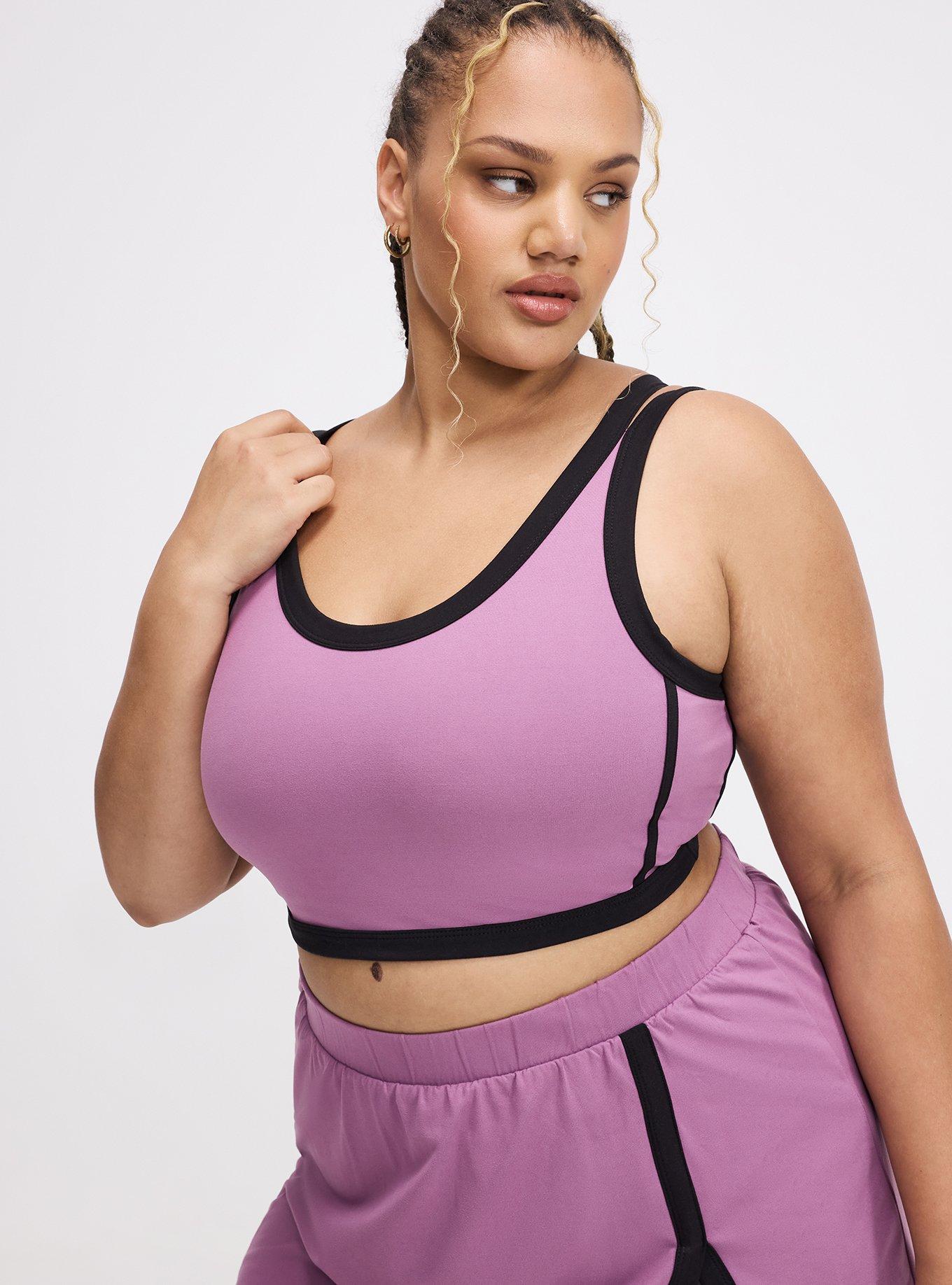 TRU Super Soft Performance Jersey Active Bra with Piping, ARGYLE PURPLE, hi-res
