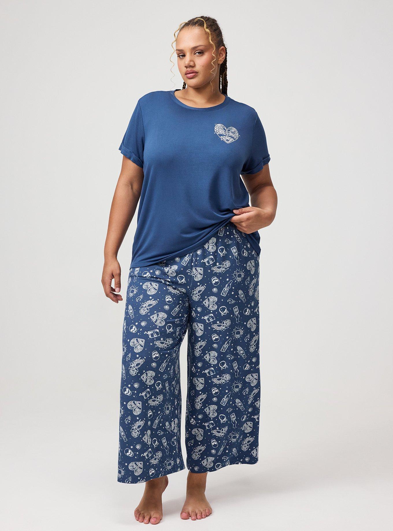 Lightweight French Terry Crew Lounge Tee, HEART RIB BLUE, alternate