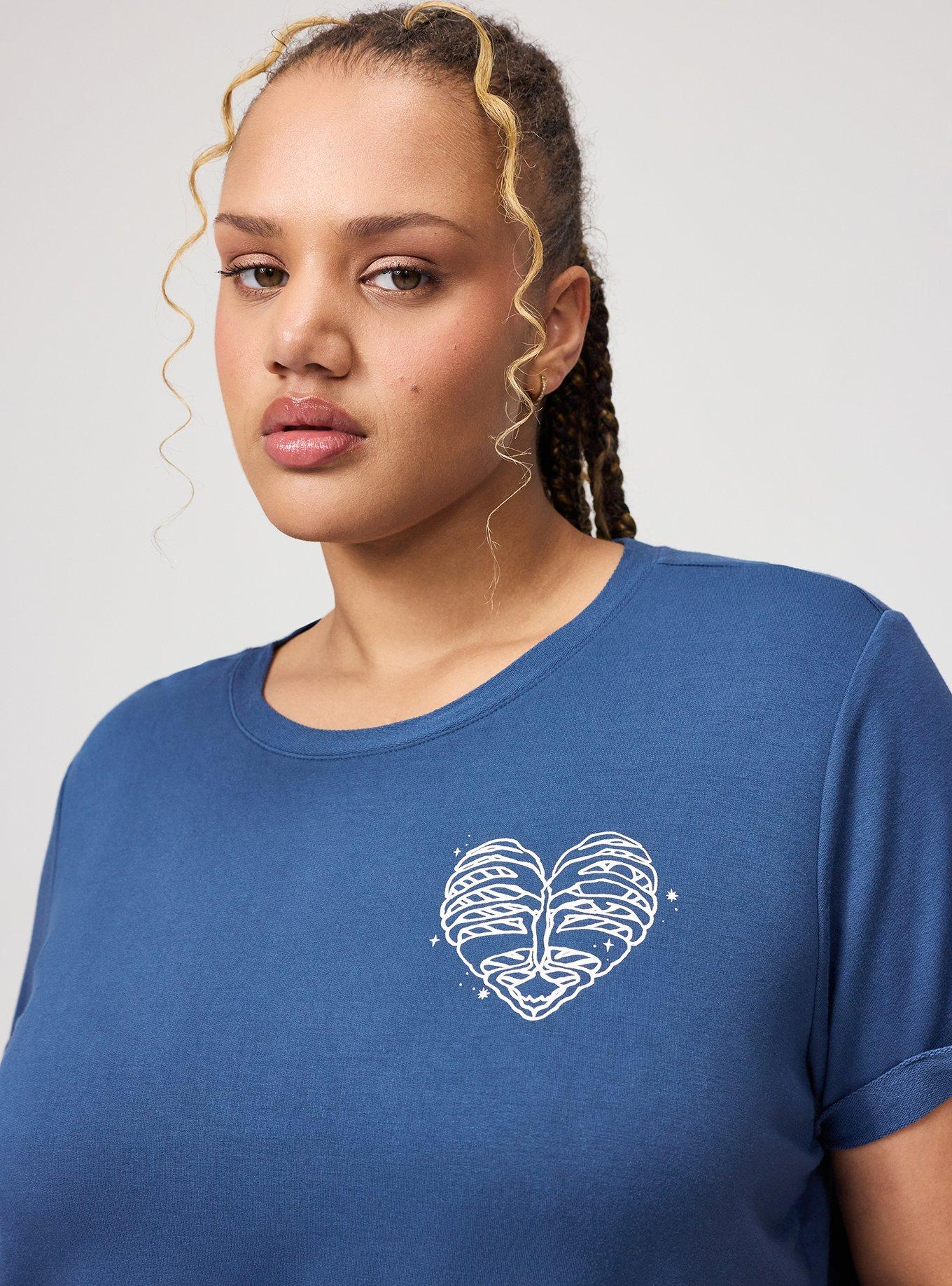 Lightweight French Terry Crew Lounge Tee, HEART RIB BLUE, alternate