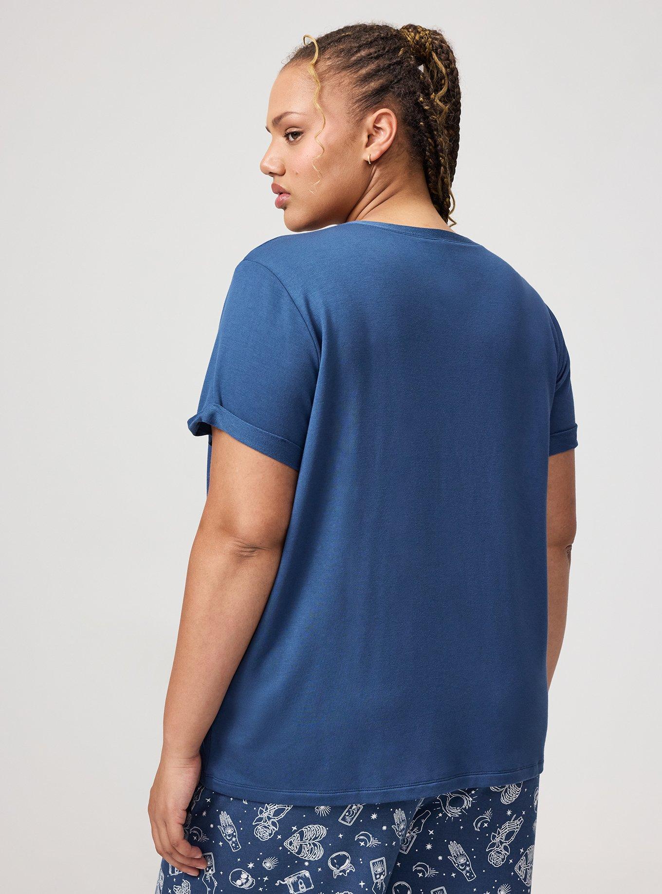 Lightweight French Terry Crew Lounge Tee, HEART RIB BLUE, alternate