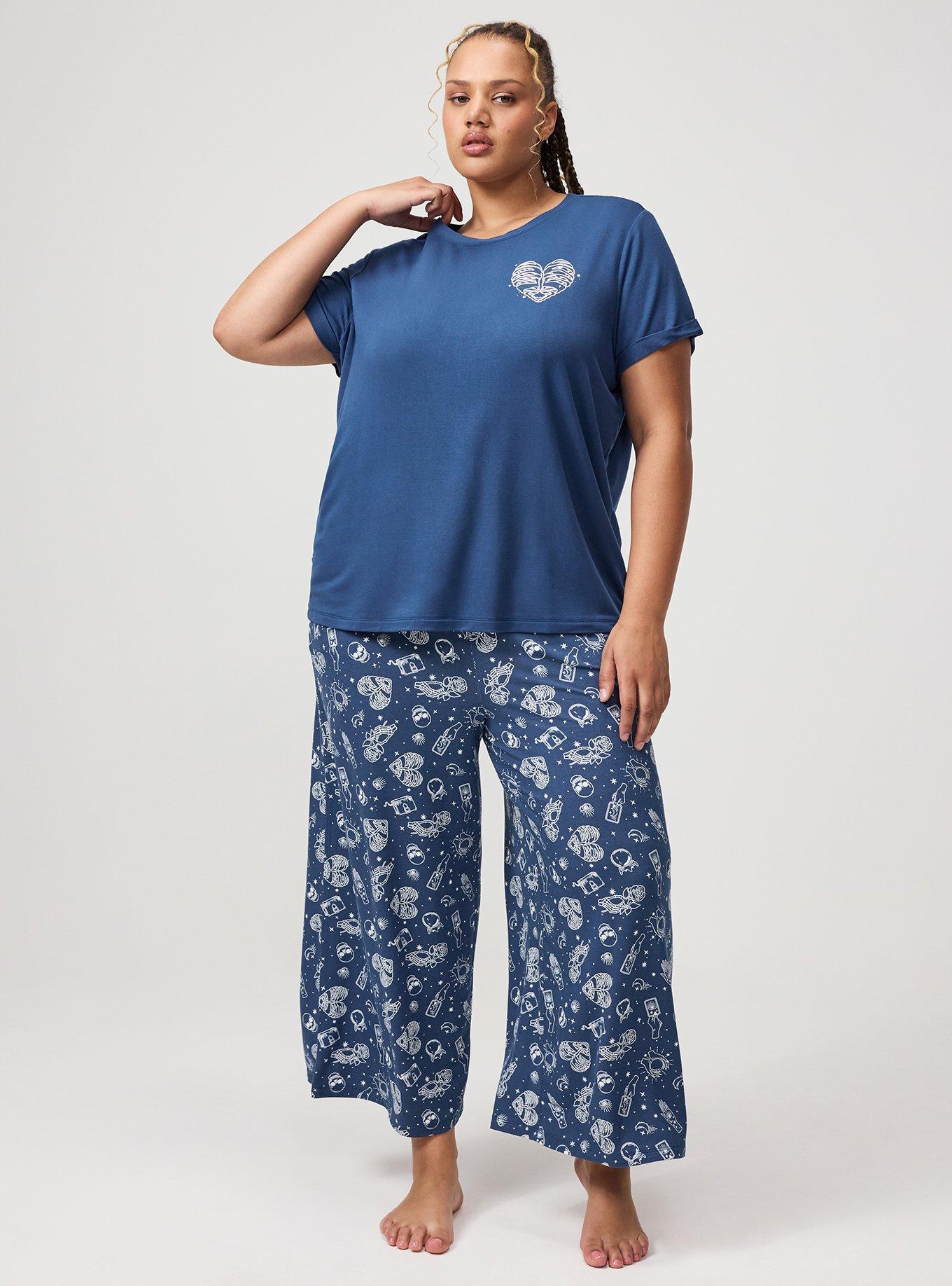 Lightweight French Terry Crew Lounge Tee, HEART RIB BLUE, alternate