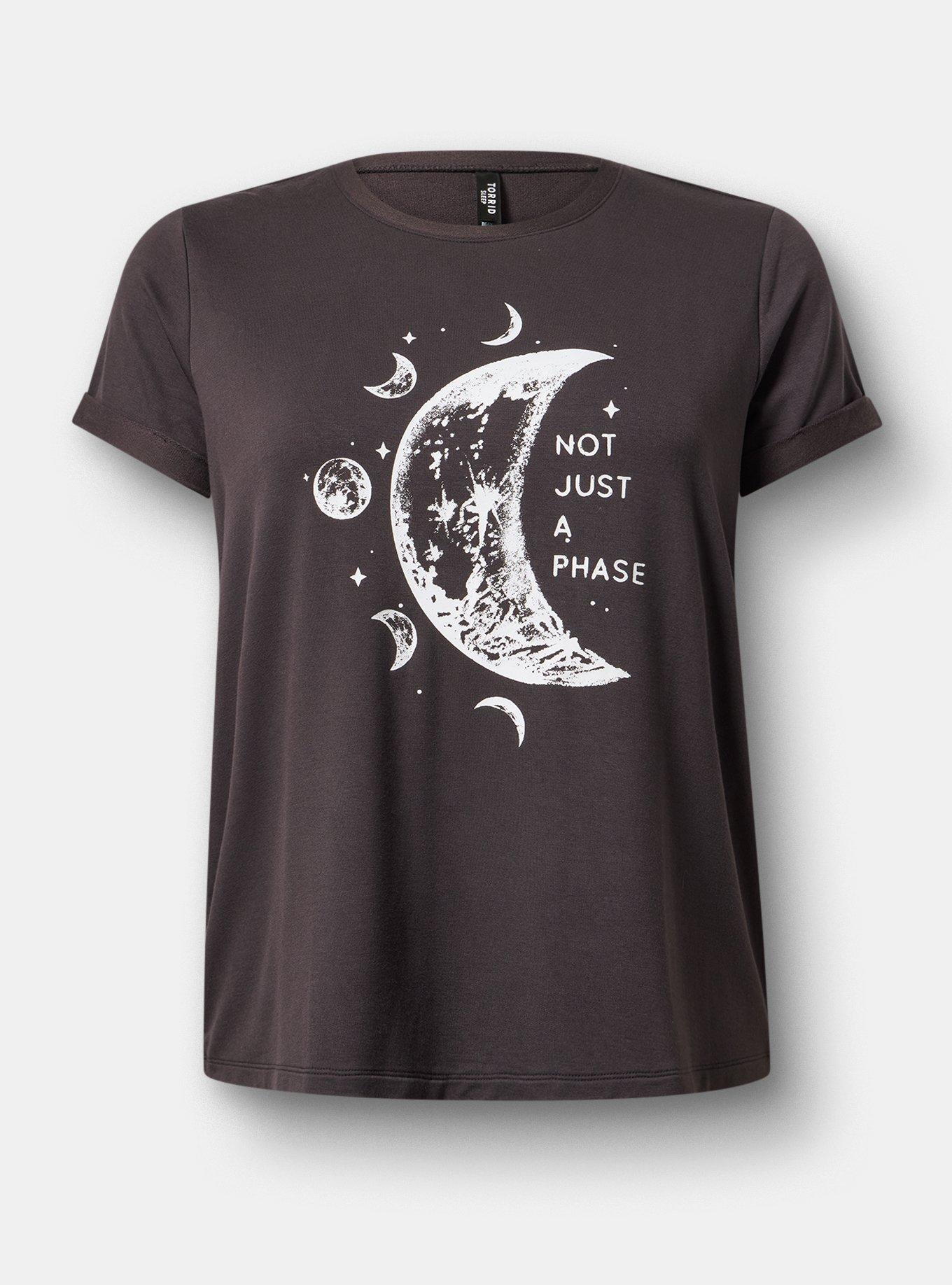 Lightweight French Terry Crew Lounge Tee, NOT A PHASE MOONS PHANTOM, flat