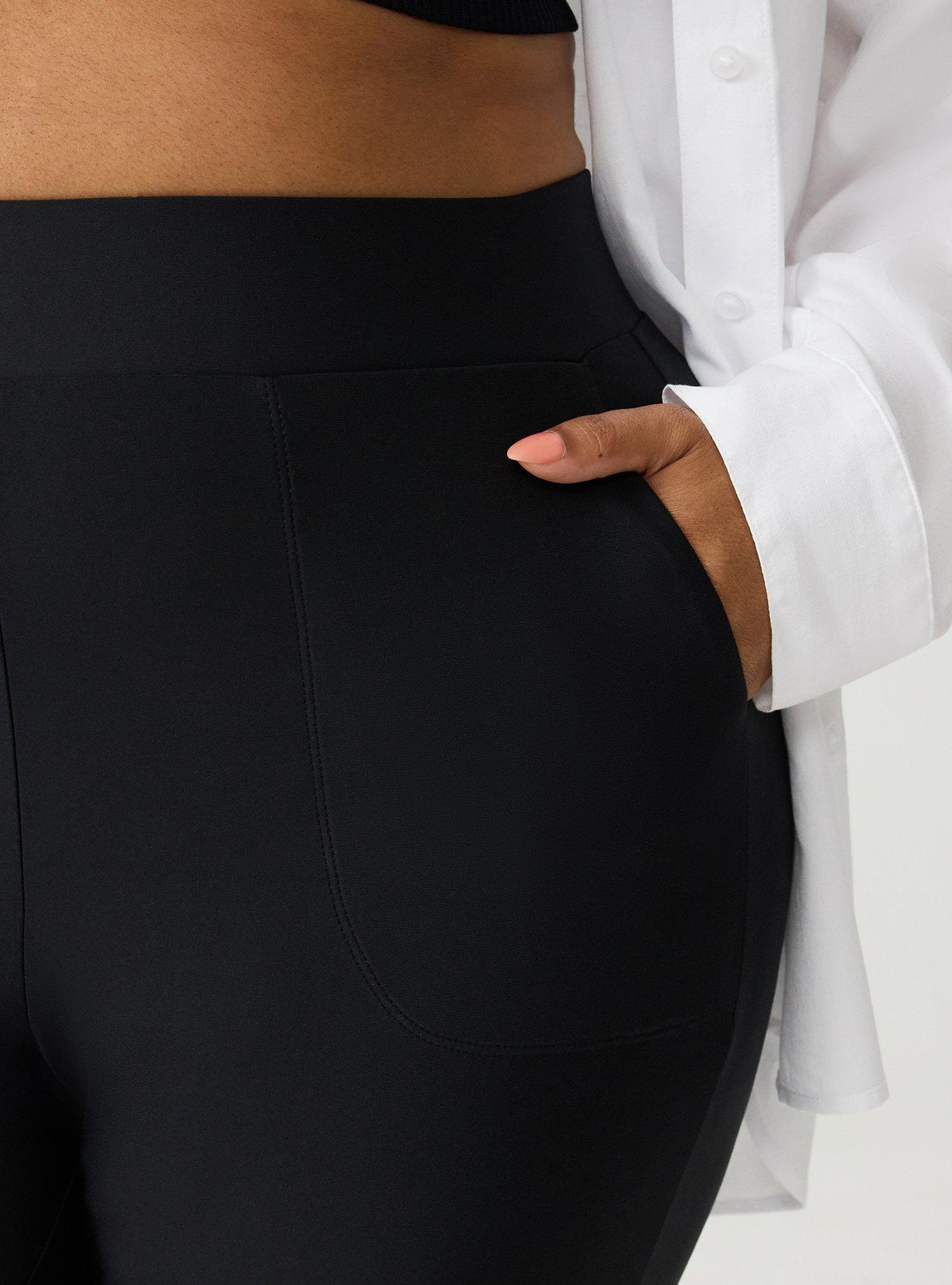 Plus Size Crop Pocket Flare Legging, DEEP BLACK, alternate