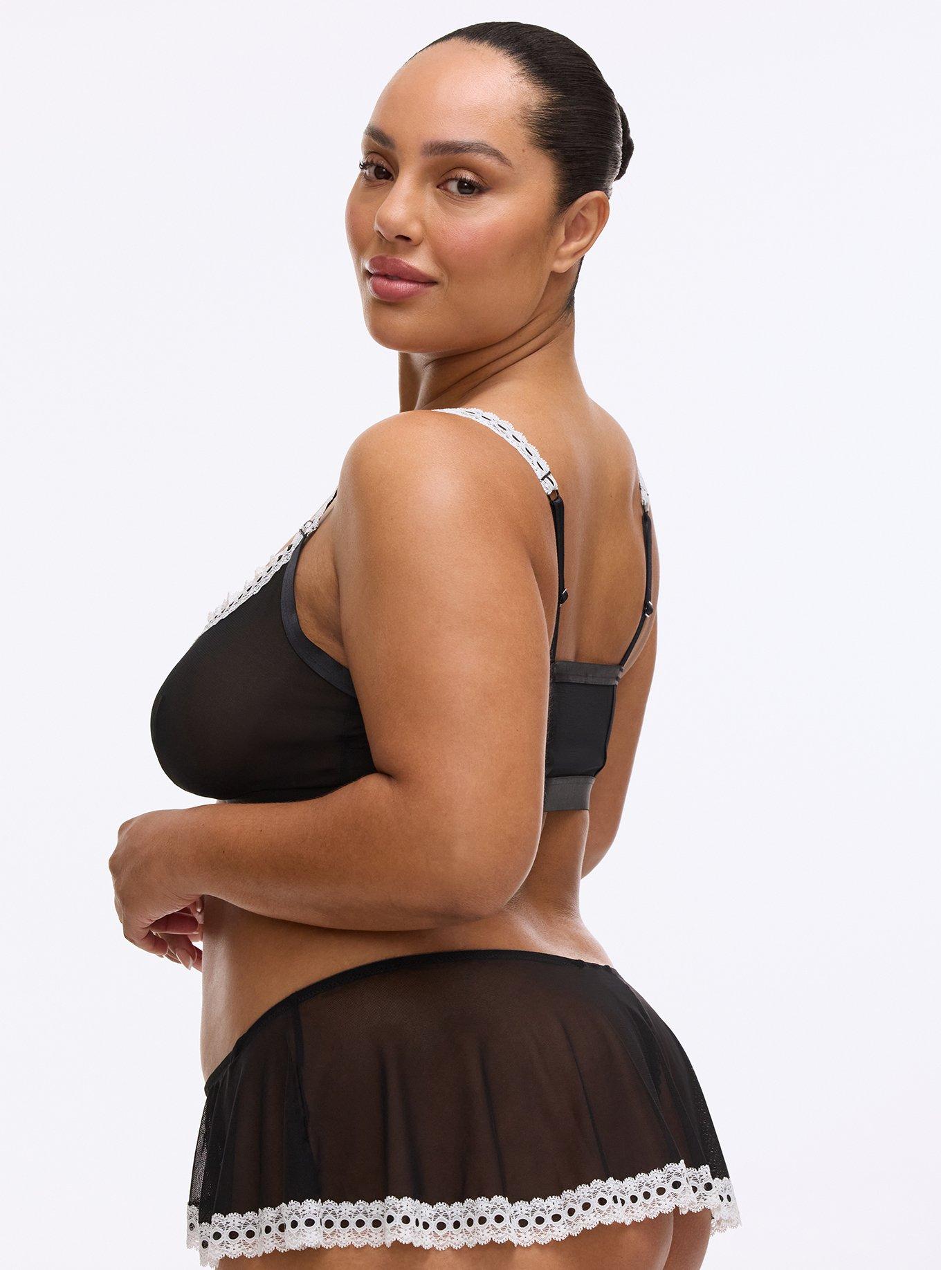 French Maid Mesh Skirted Thong, RICH BLACK, alternate