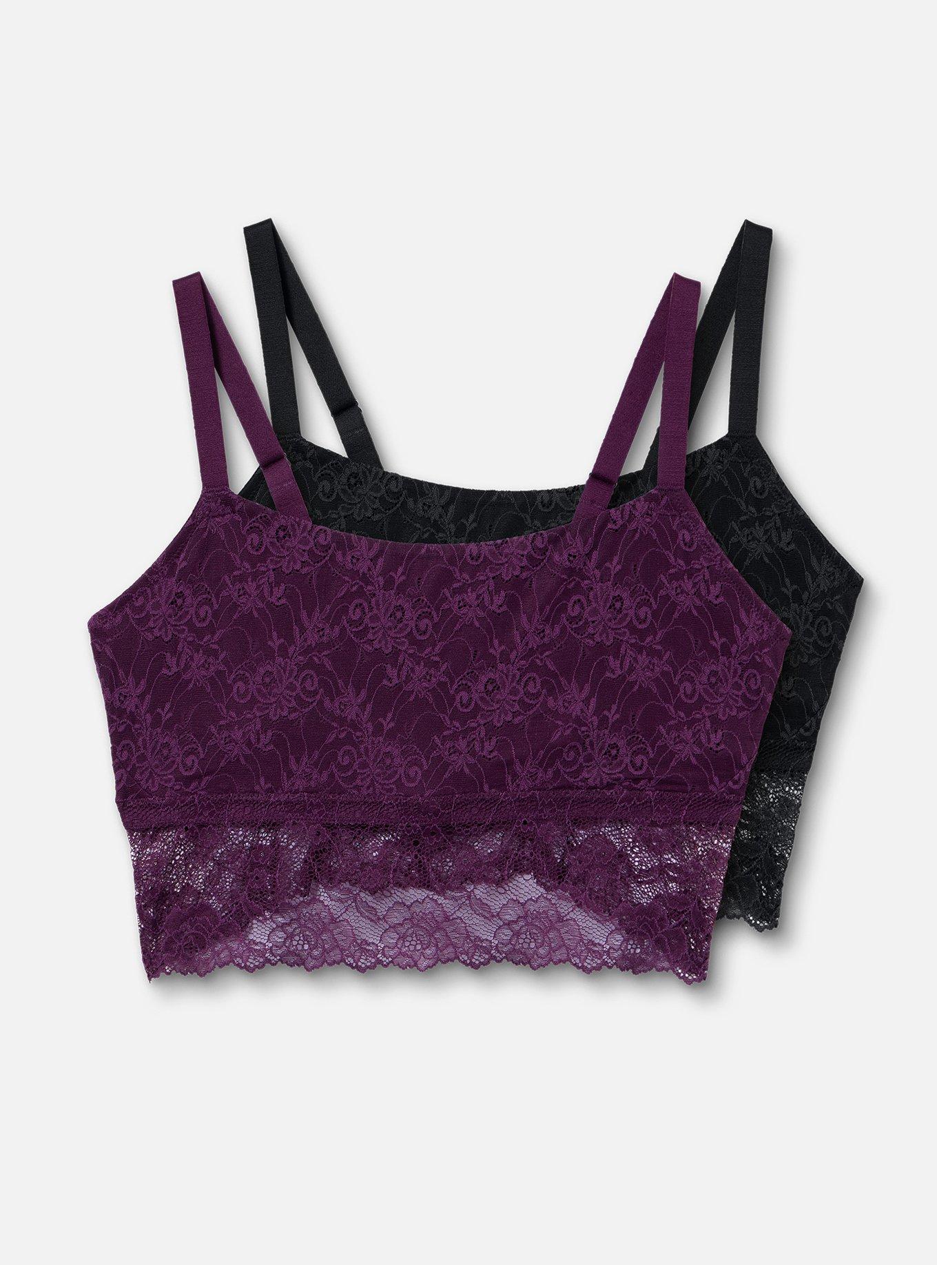 2-Pack Unlined Scoop Lace Trim Bralette, MULTI, hi-res