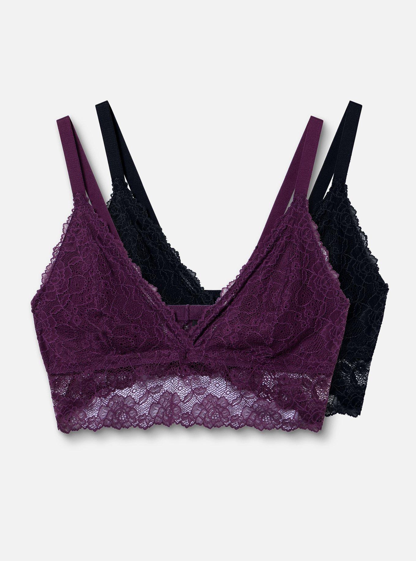 2-Pack Unlined Lace Bralette, MULTI, hi-res