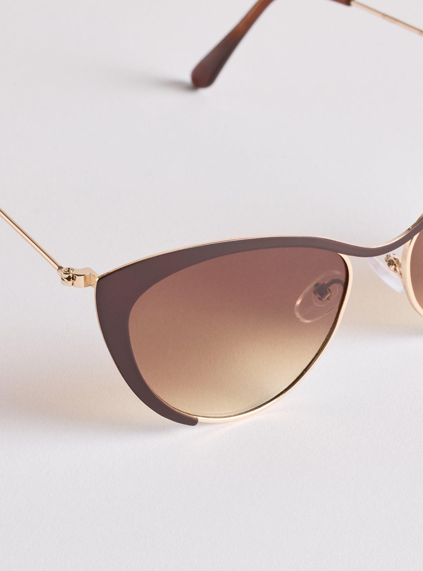 Curved Cateye Ombre Lens Sunglasses, , alternate