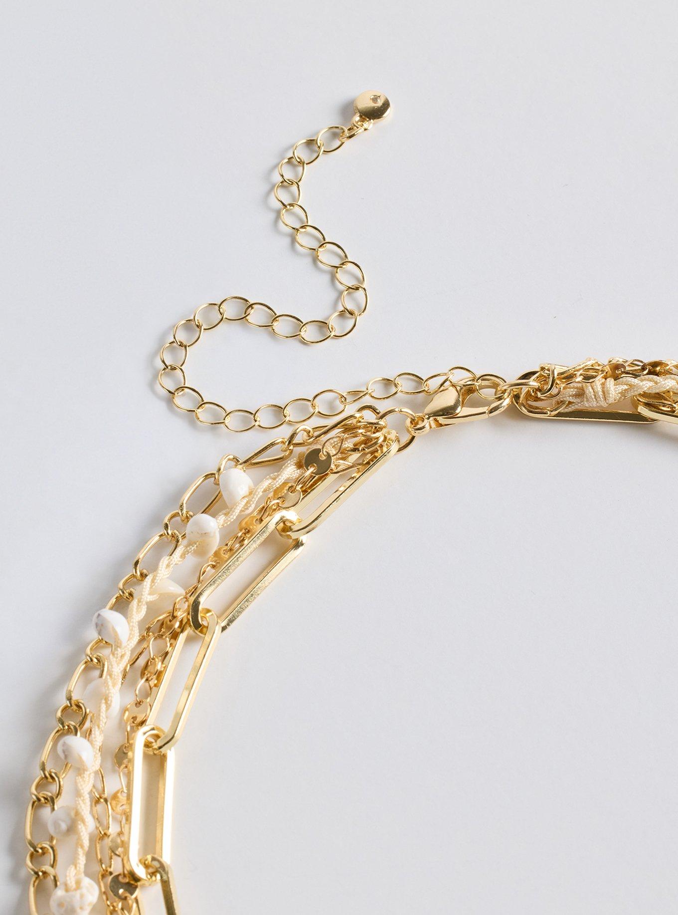 Stone Shell Layered Necklace, , alternate