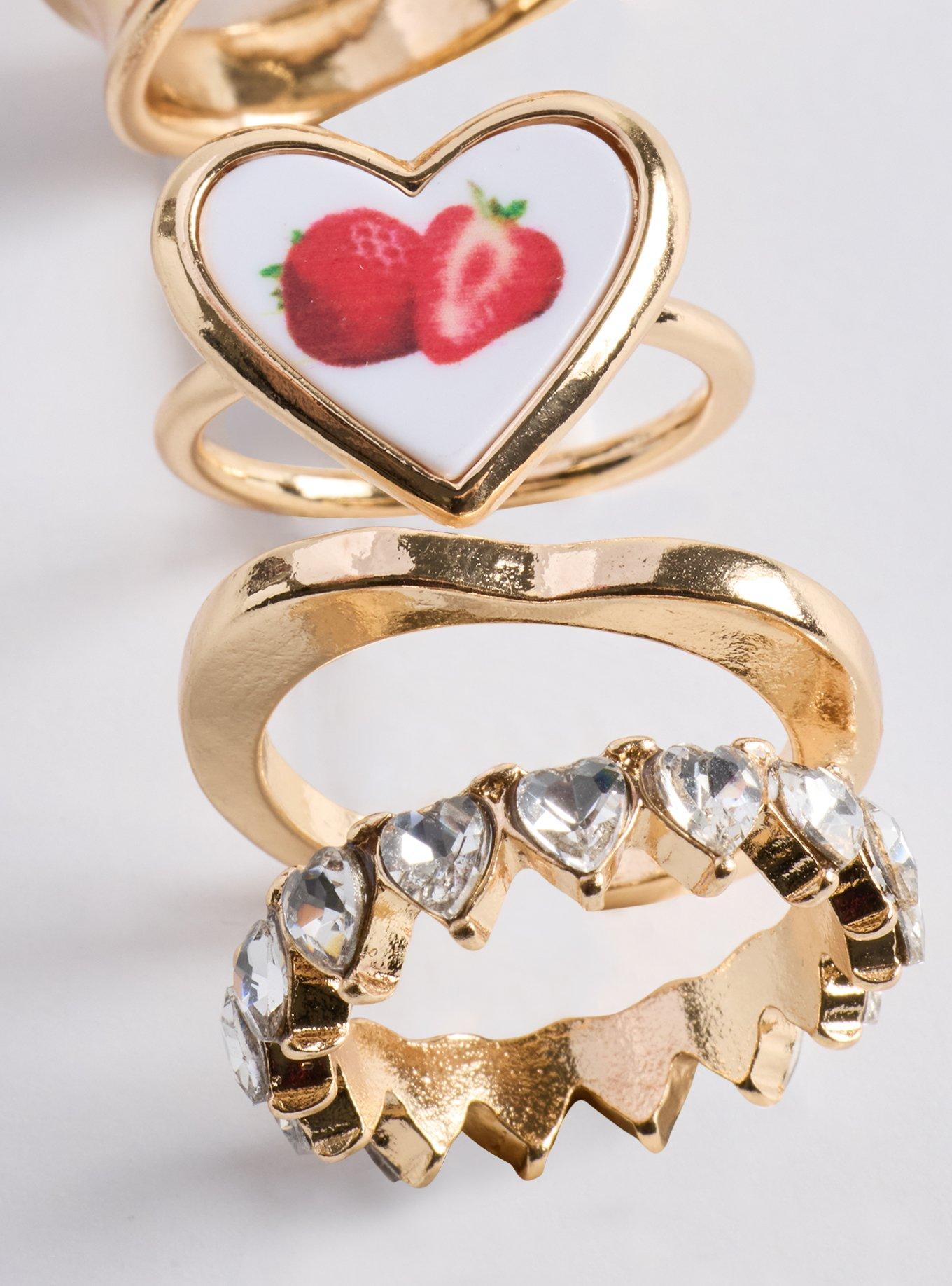 Fruit Statement Ring Set, GOLD, alternate