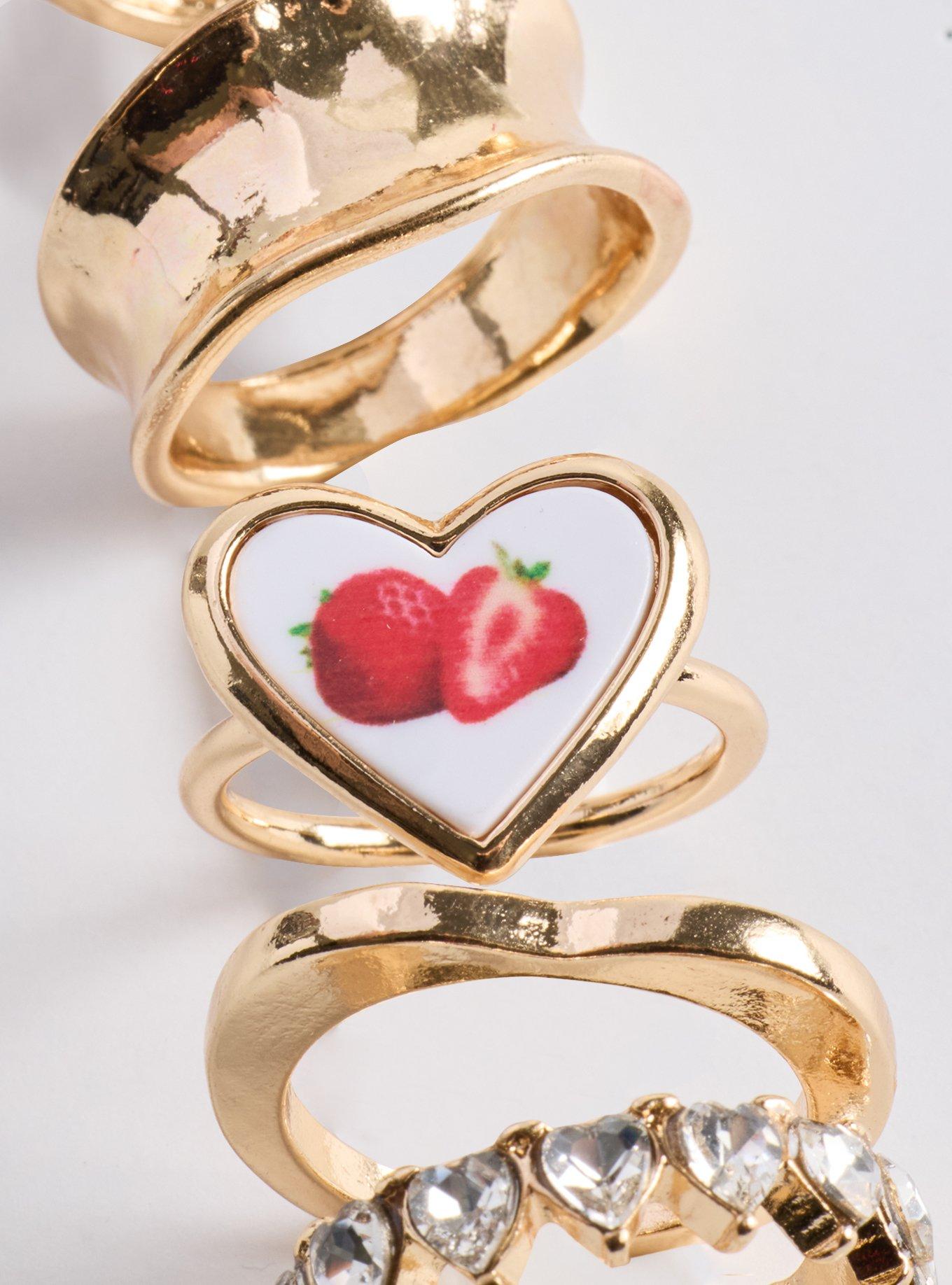 Fruit Statement Ring Set, GOLD, alternate