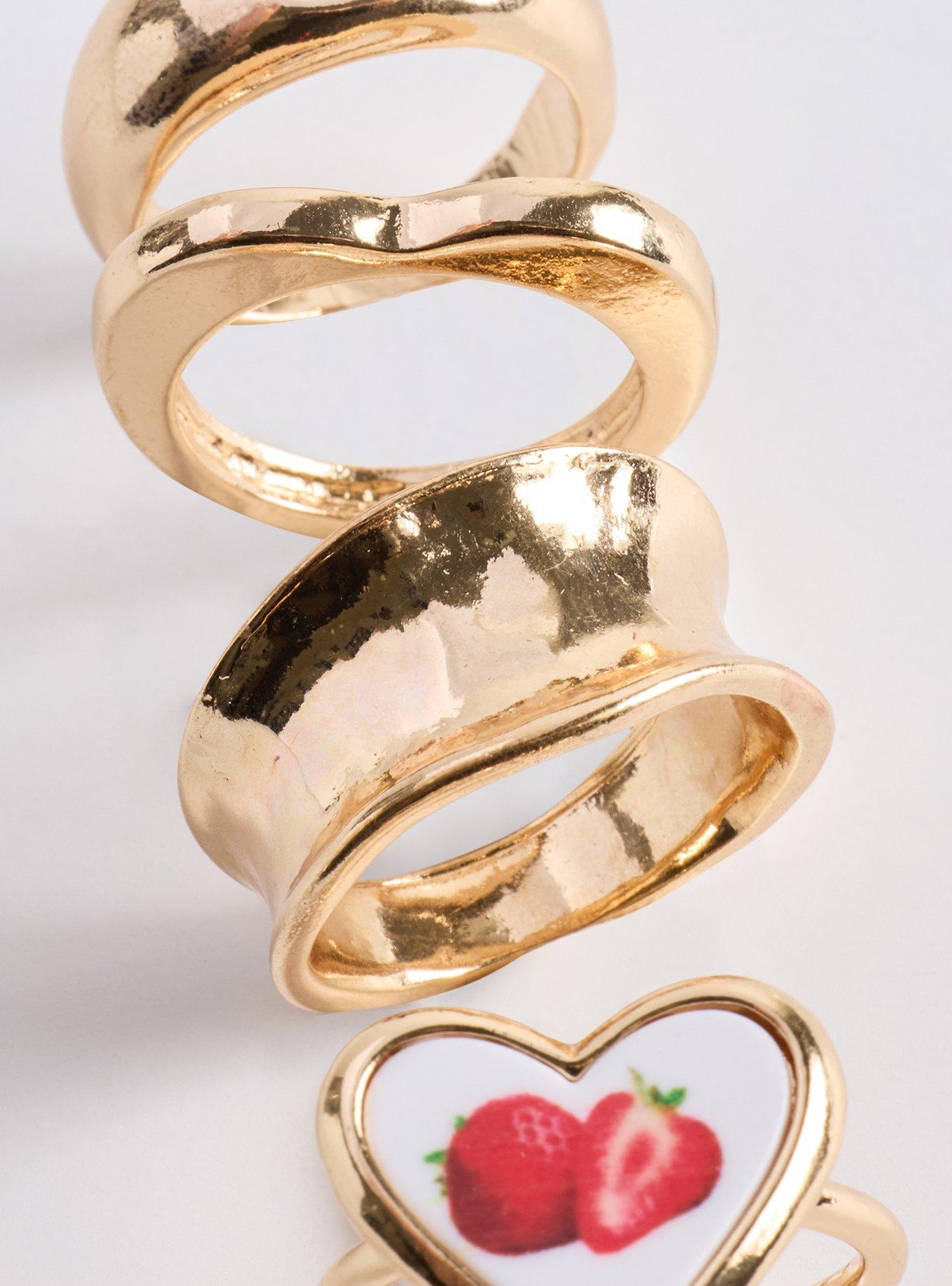 Fruit Statement Ring Set, GOLD, alternate