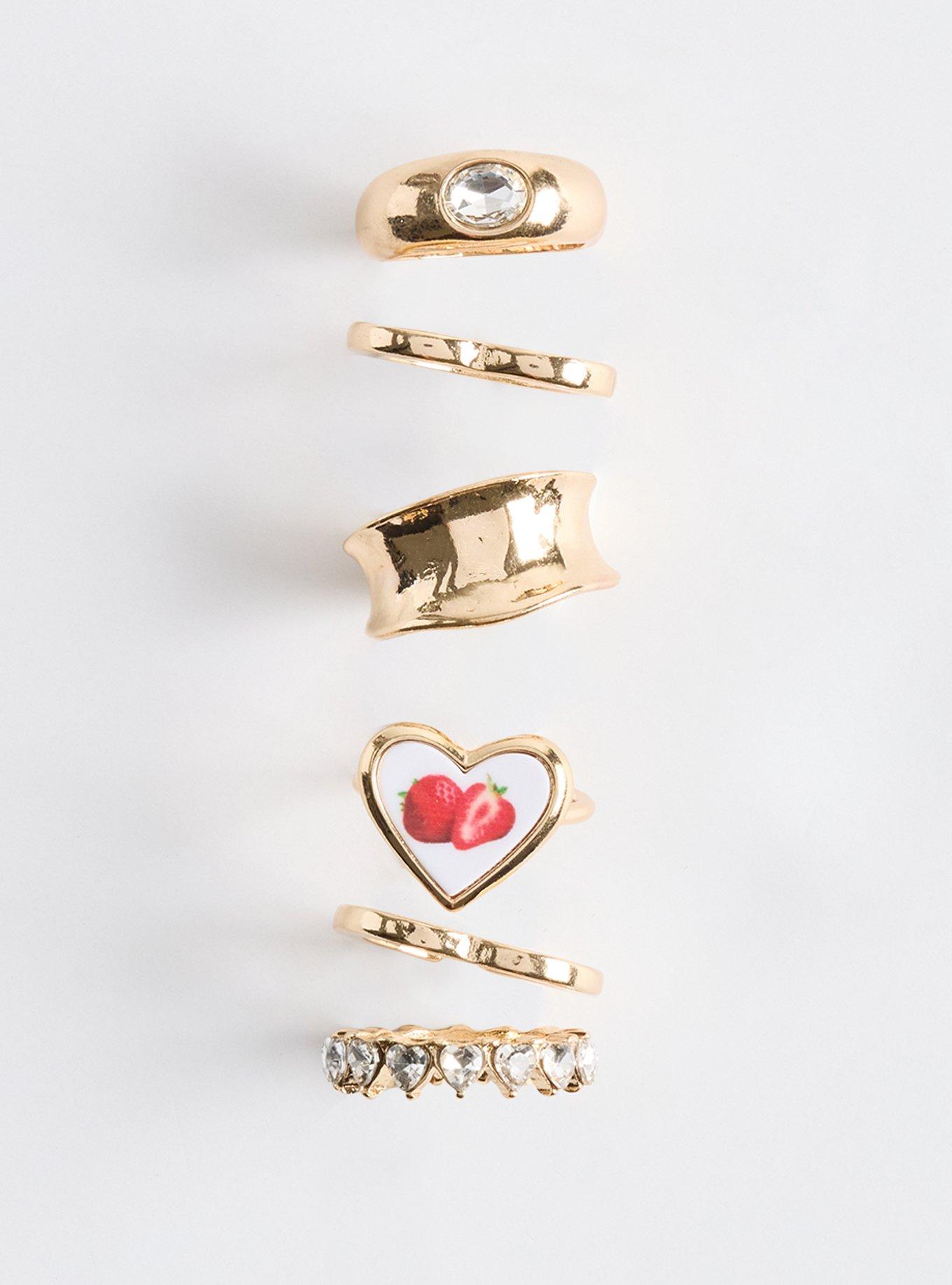 Fruit Statement Ring Set, GOLD, hi-res