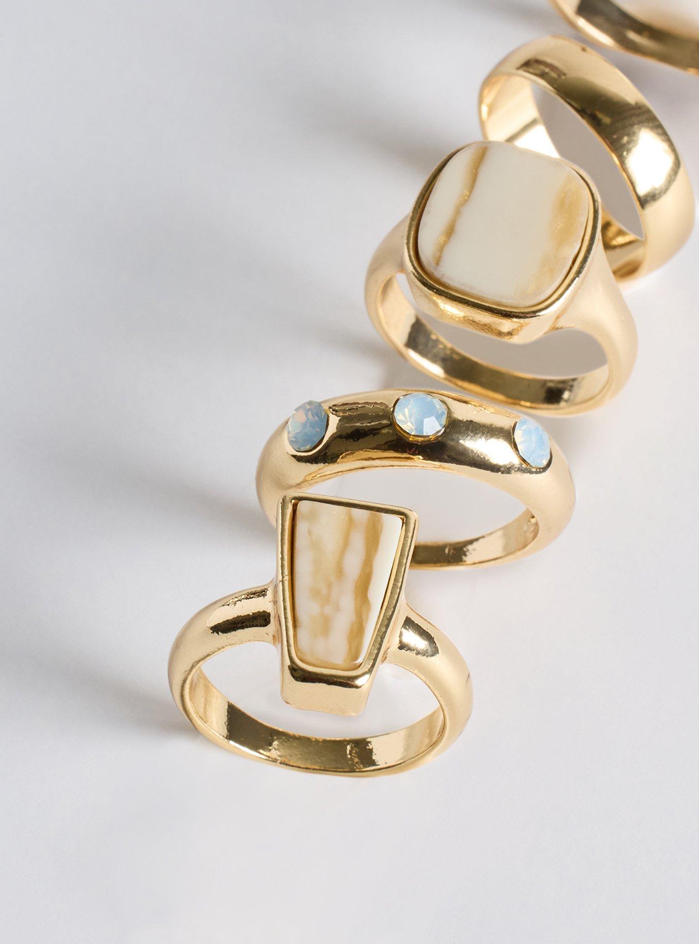 Pearl Stone Signet Ring Set, GOLD, alternate