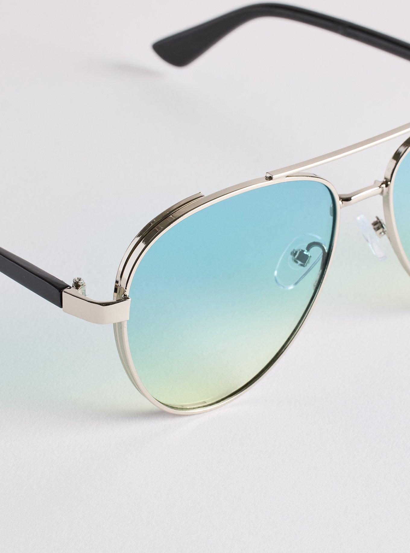 Aviator Ombre Lens Sunglasses, , alternate