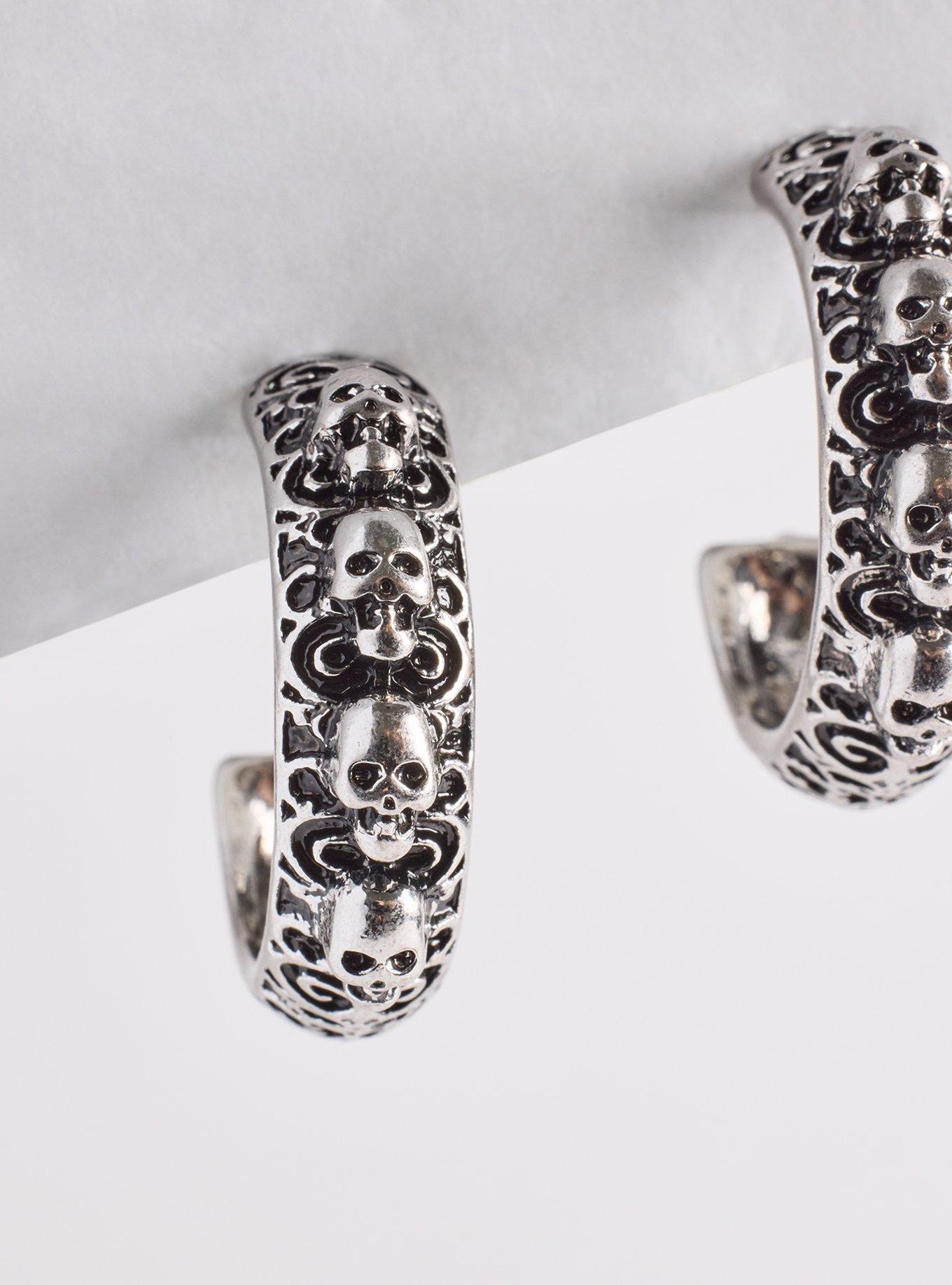 Nightfall Skull Hoop Earring, , alternate