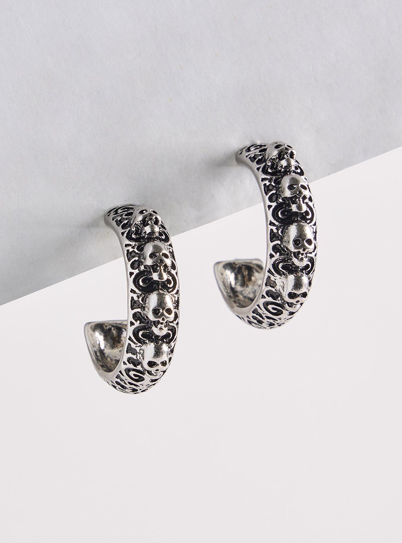 Nightfall Skull Hoop Earring, , hi-res