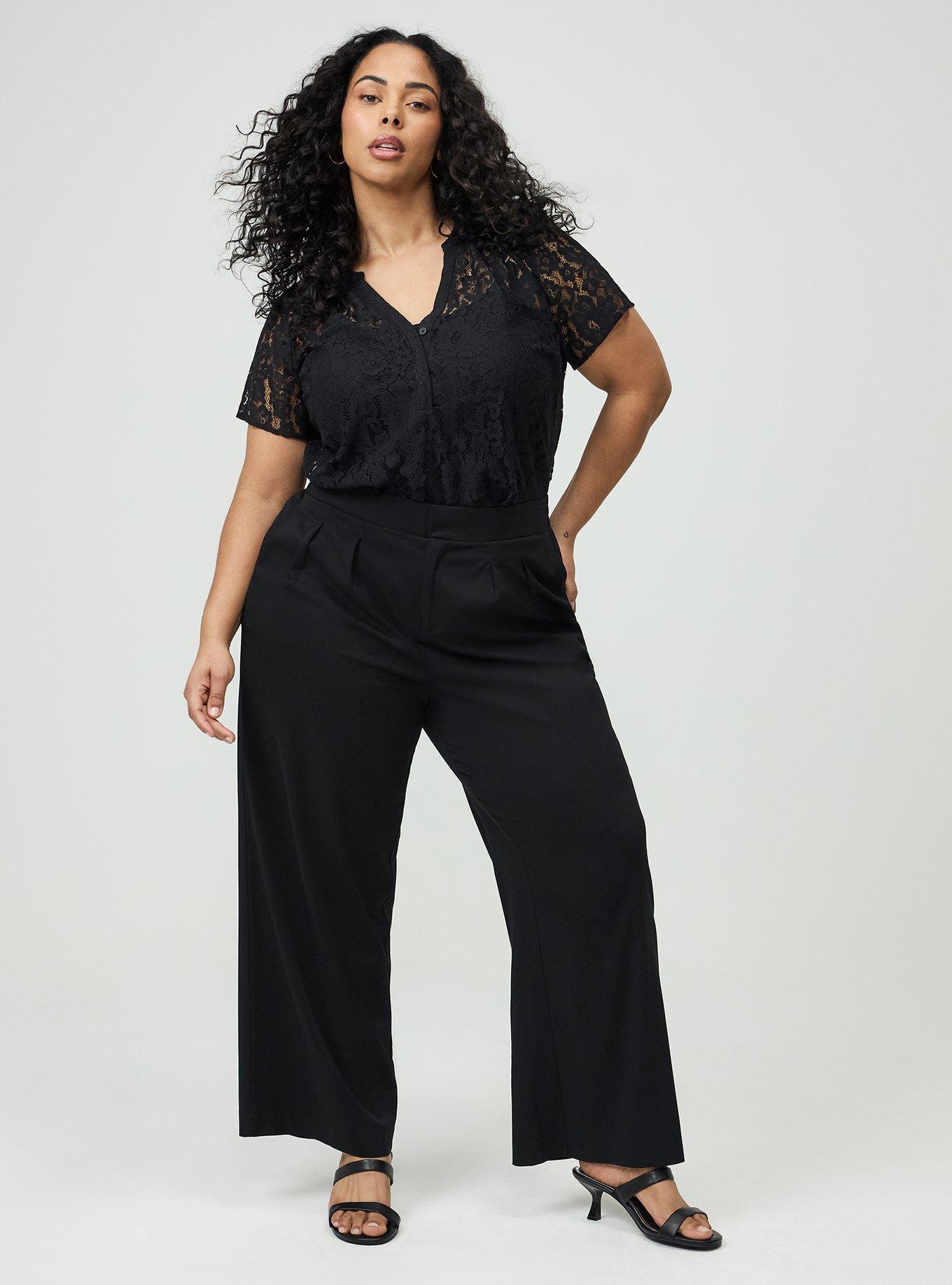 Harper Lace Short Sleeve Blouse, DEEP BLACK, alternate