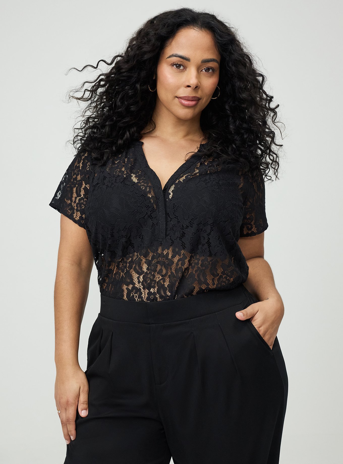 Plus Size - Harper Lace Short Sleeve Blouse - Torrid