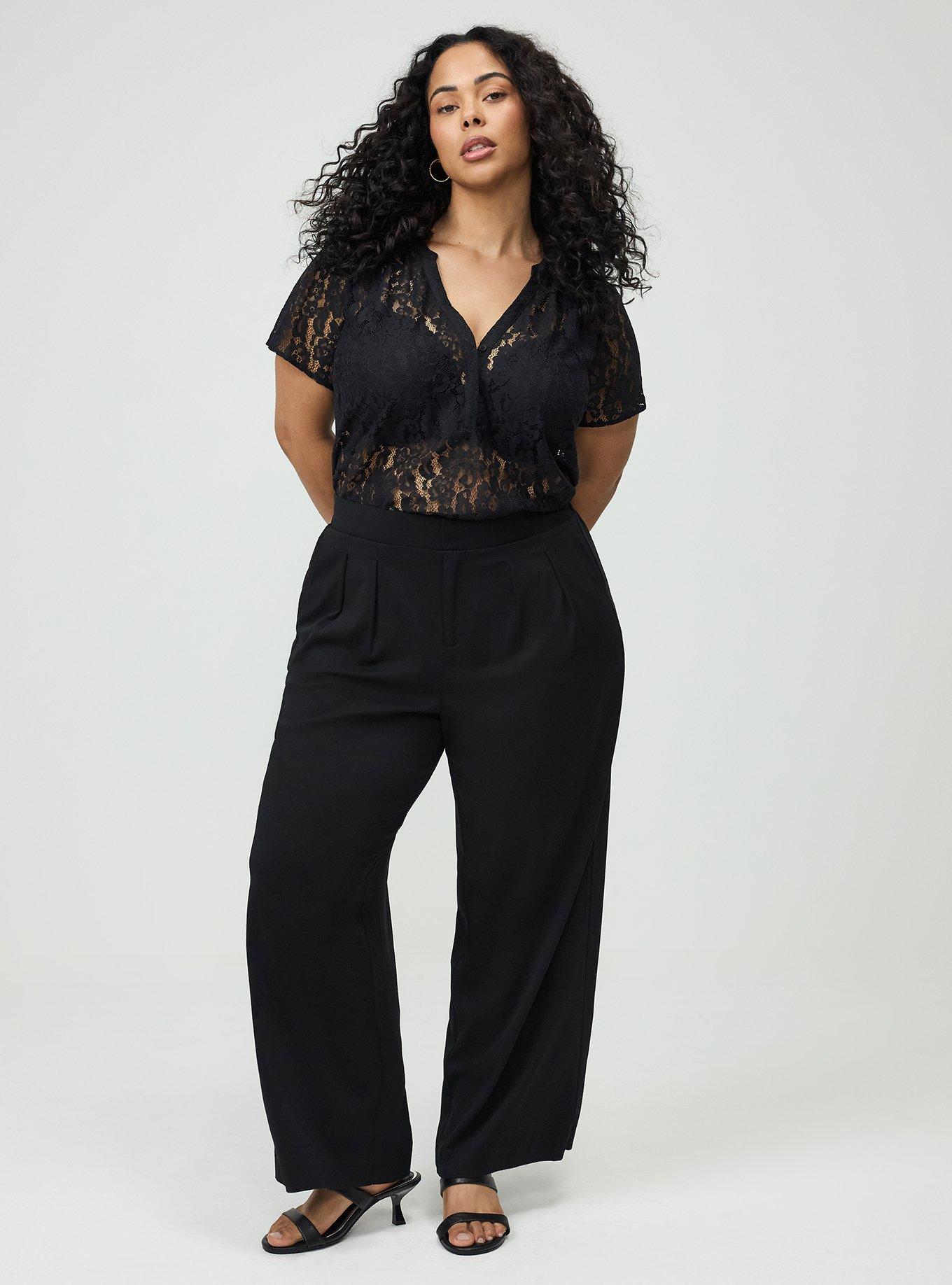 Harper Lace Short Sleeve Blouse, DEEP BLACK, alternate