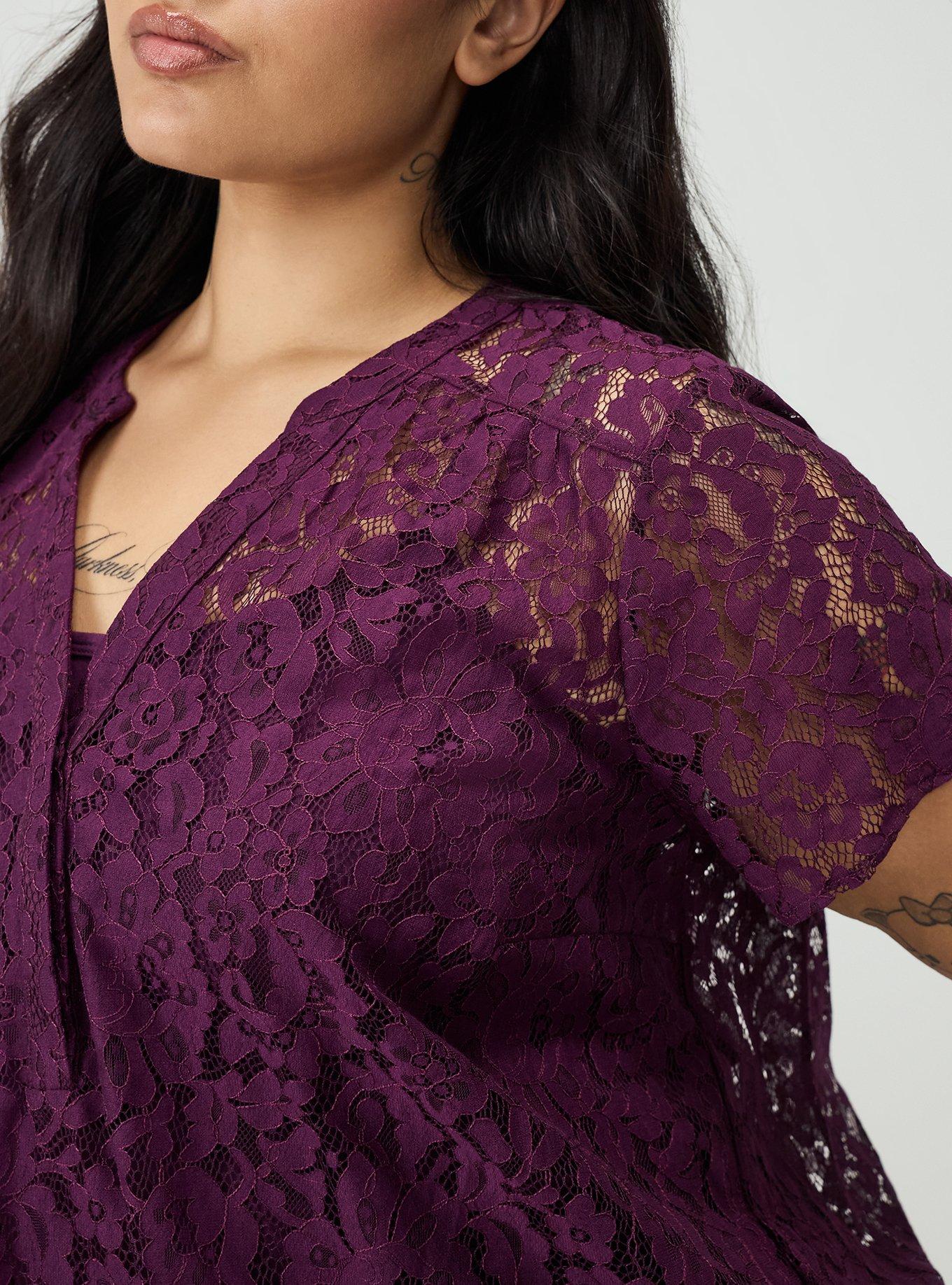 Harper Lace Short Sleeve Blouse, POTENT PURPLE, alternate