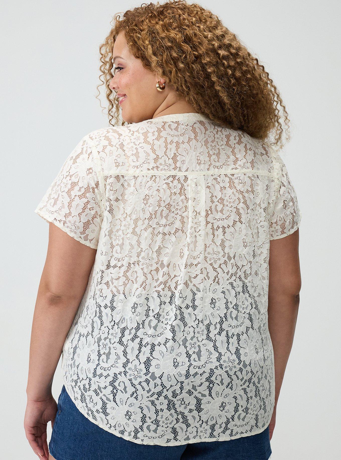 Harper Lace Short Sleeve Blouse, WHISPER WHITE, alternate