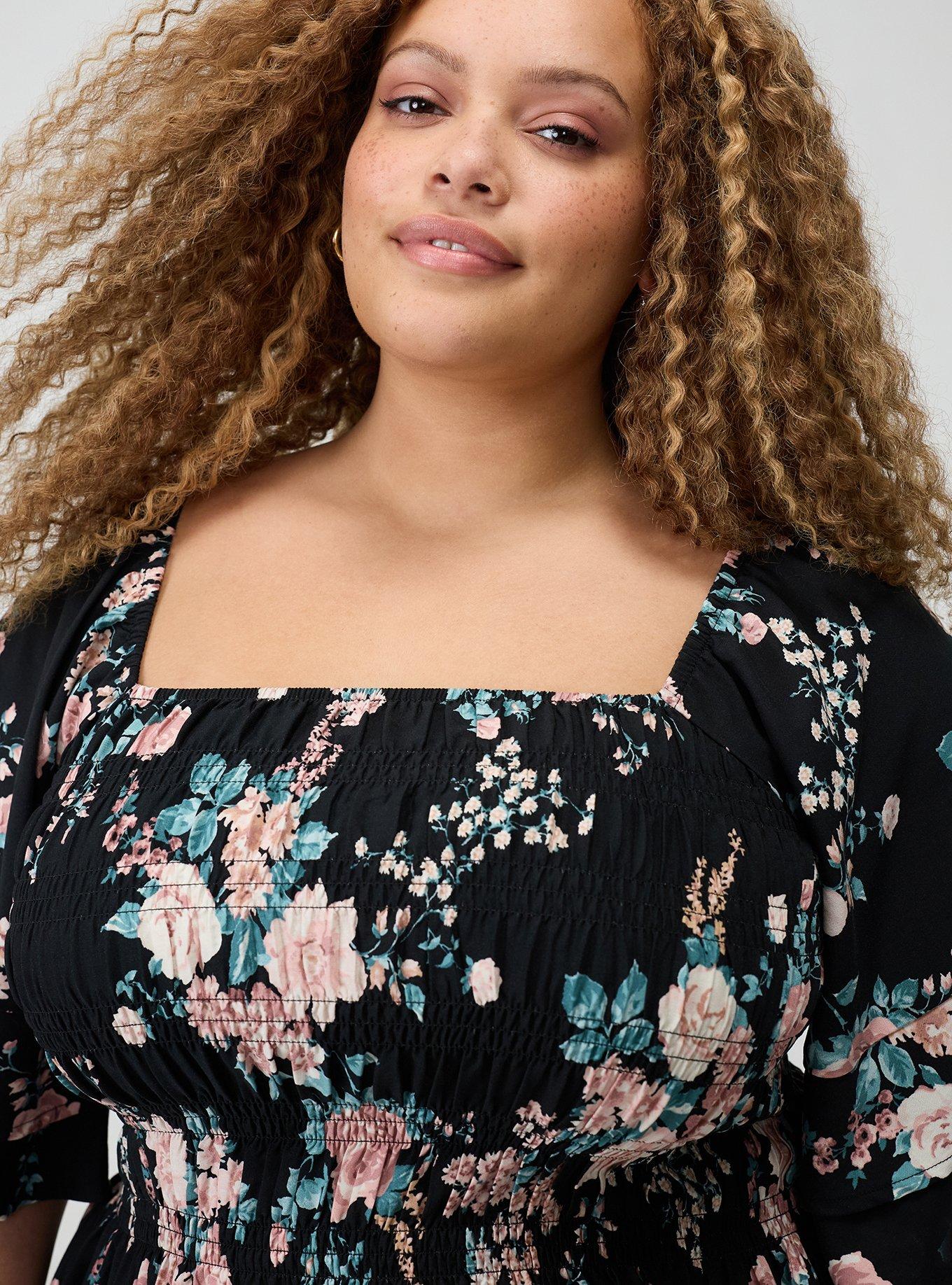 Peplum Challis Top, WILD BOUQUET BLACK, alternate