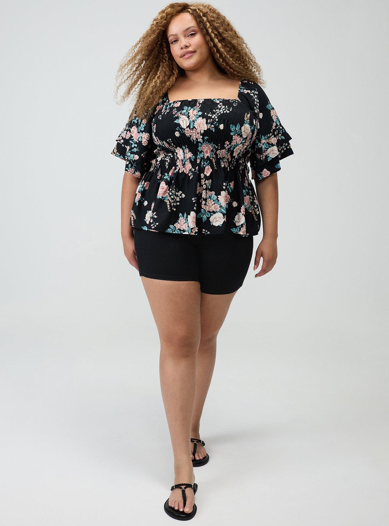 Peplum Challis Top, WILD BOUQUET BLACK, alternate