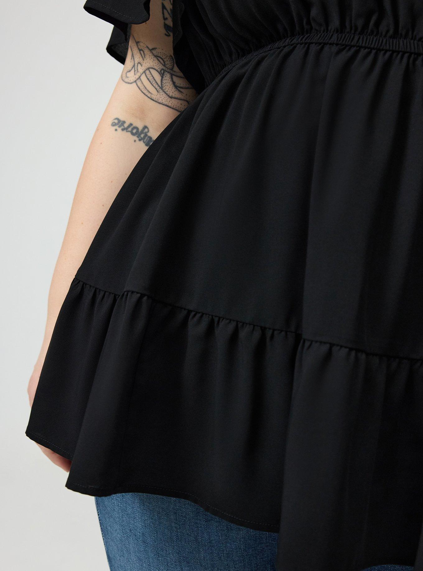 Babydoll Challis Tunic Top, DEEP BLACK, alternate